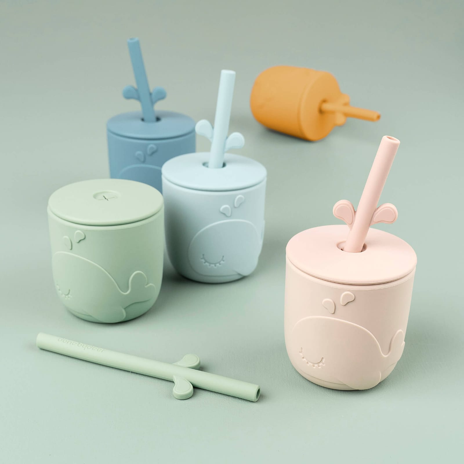 Peekaboo Straw Cup 2 Pack - Wally Green