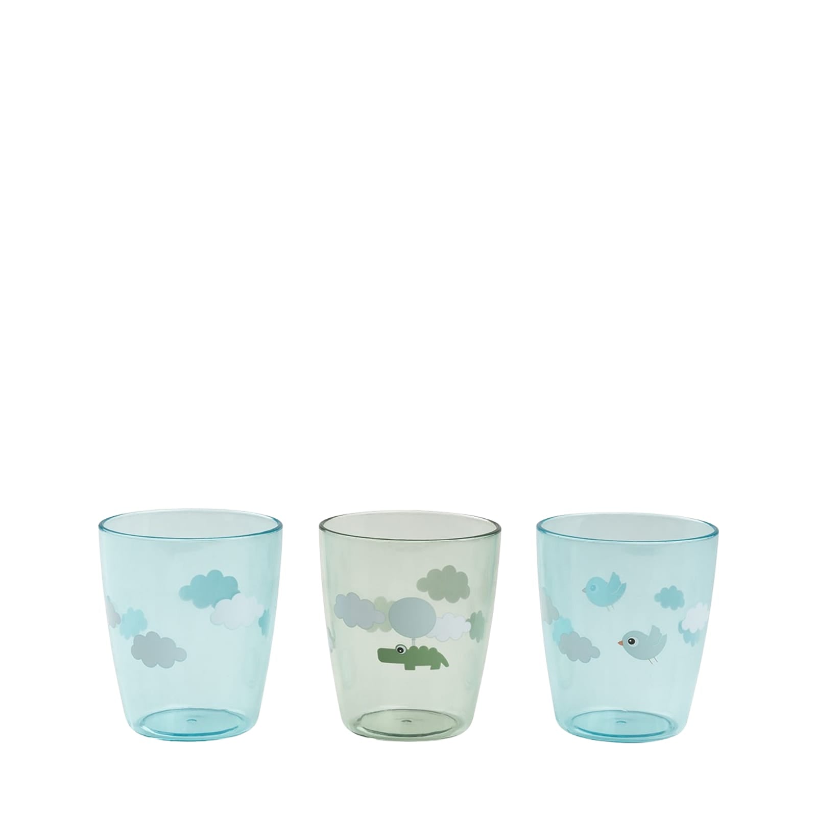 Mini Glasses 3 Pieces - Happy Clouds Green