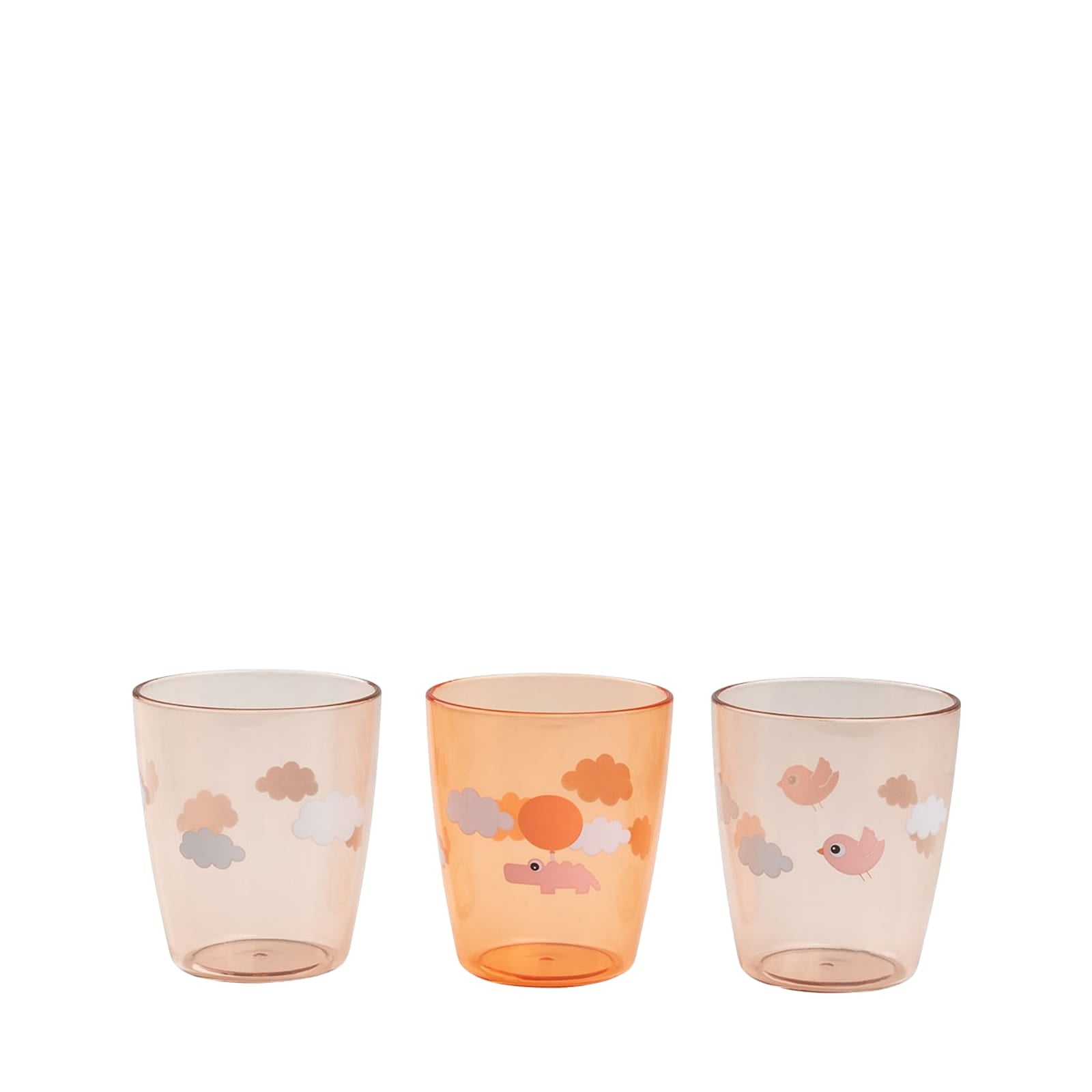 Mini Glasses 3 Pieces - Happy Clouds Papaya