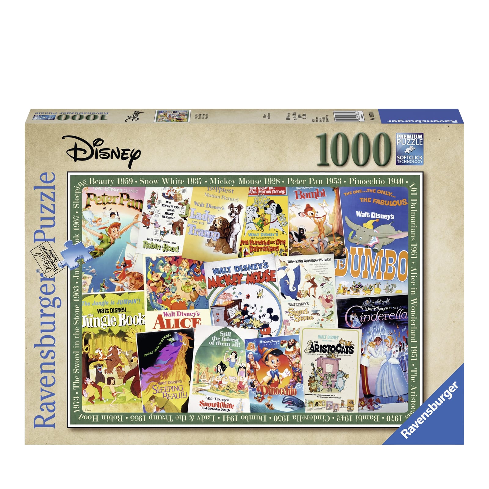 Disney Vintage Movie Poster - 1000 Piece Puzzle