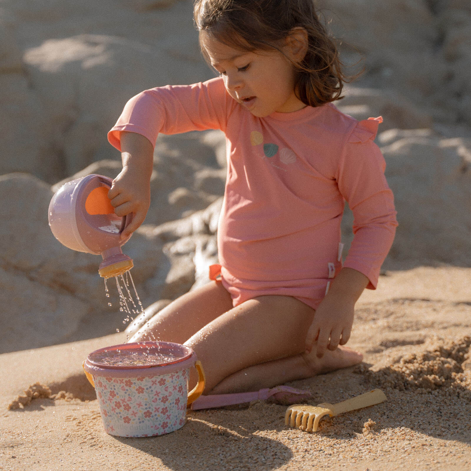 5 Piece Beach Set - Pink Flowers