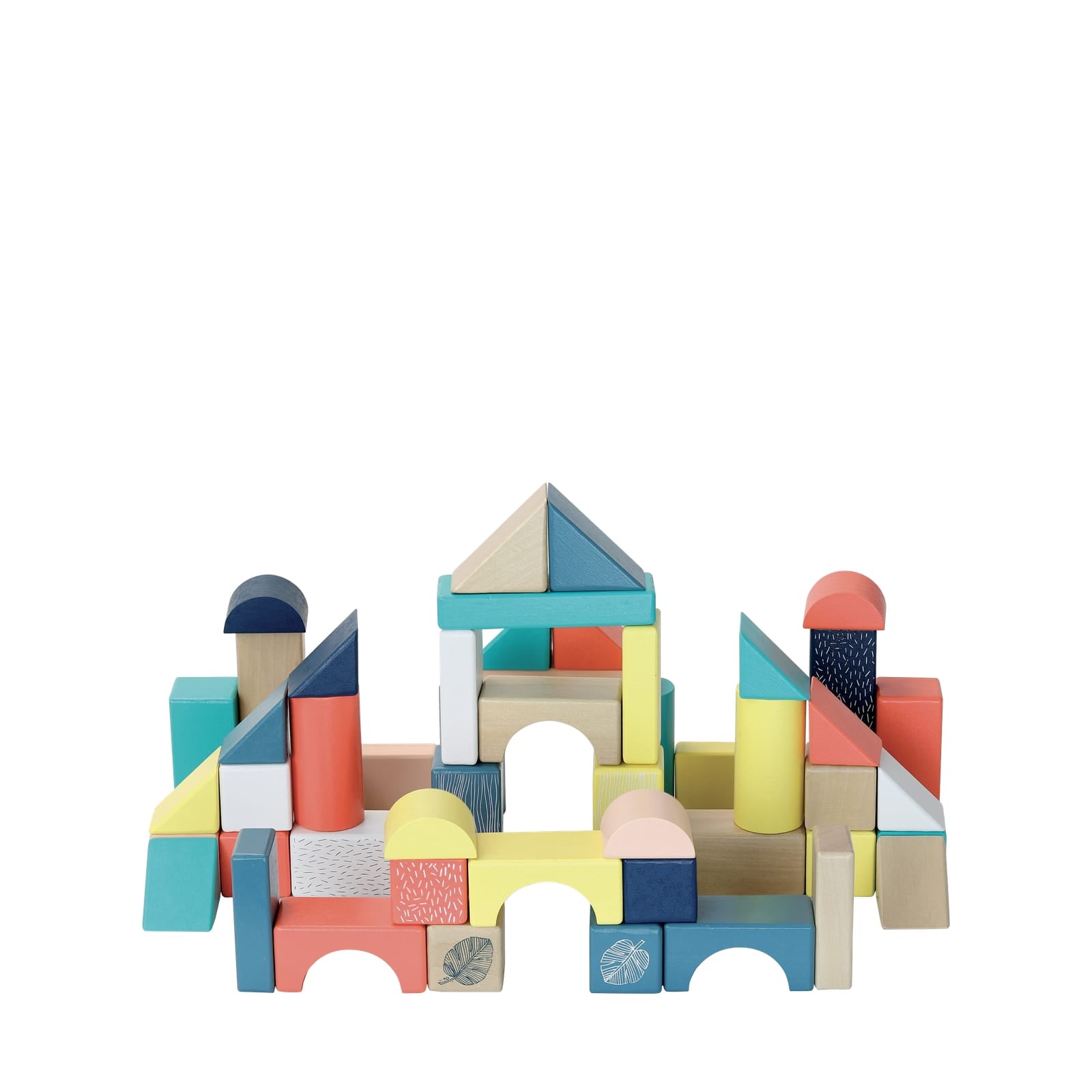 Wooden Building Blocks In Barrel - 54 Pieces