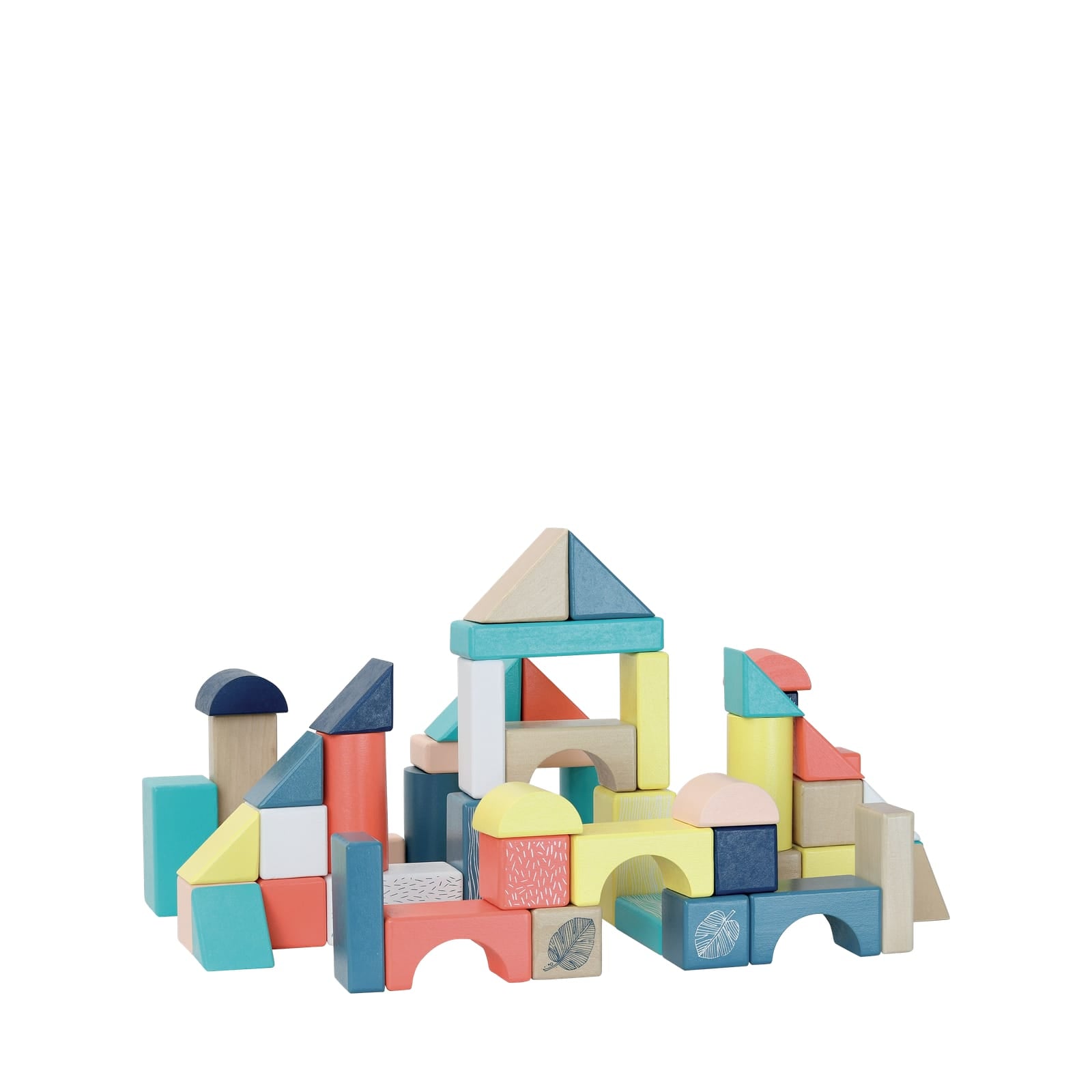 Wooden Building Blocks In Barrel - 54 Pieces