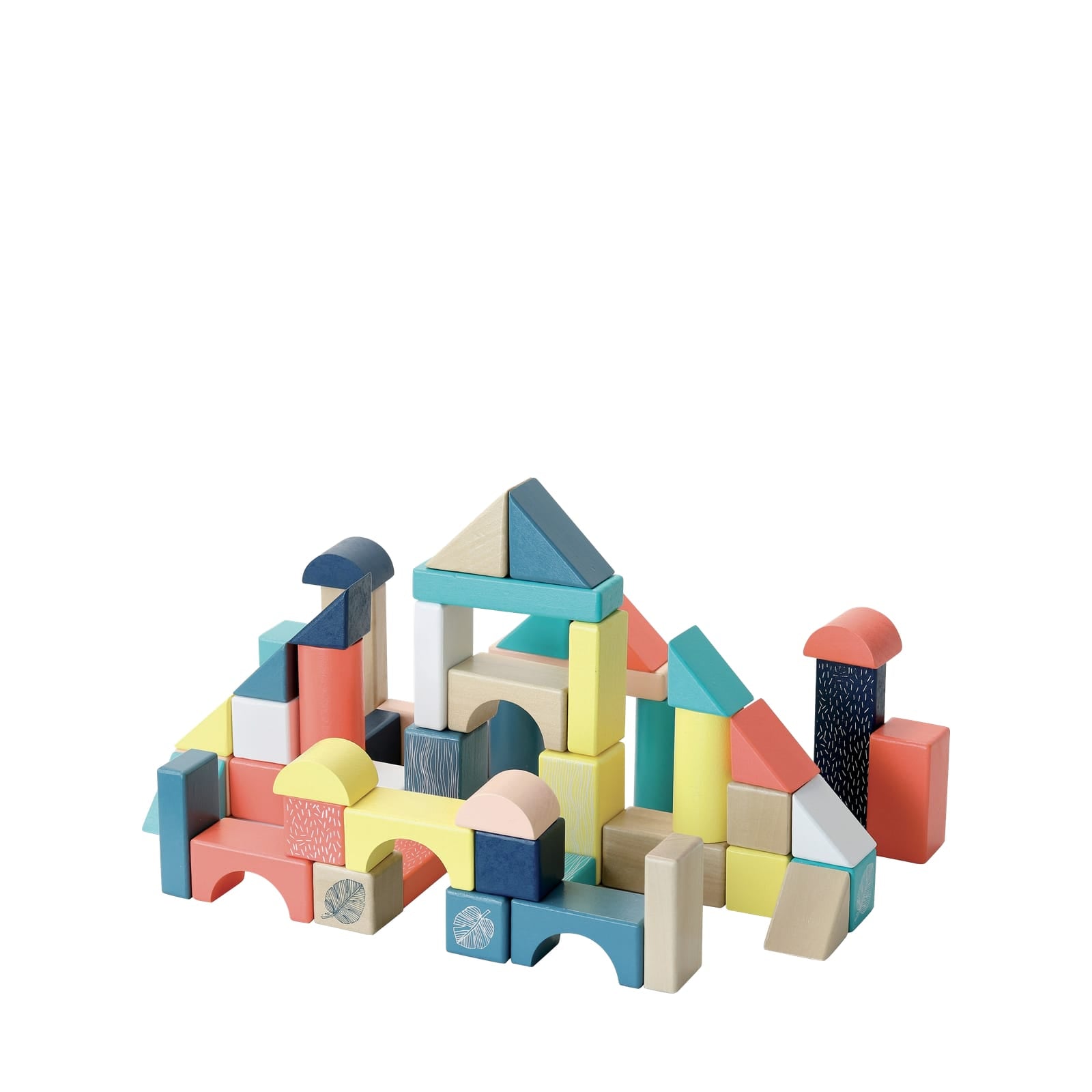 Wooden Building Blocks In Barrel - 54 Pieces