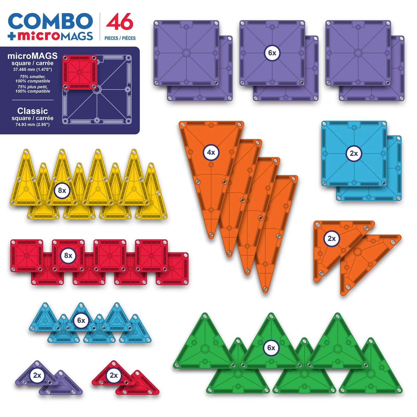 Combo Classic Tiles with microMAGS - 46 Piece Combo Set