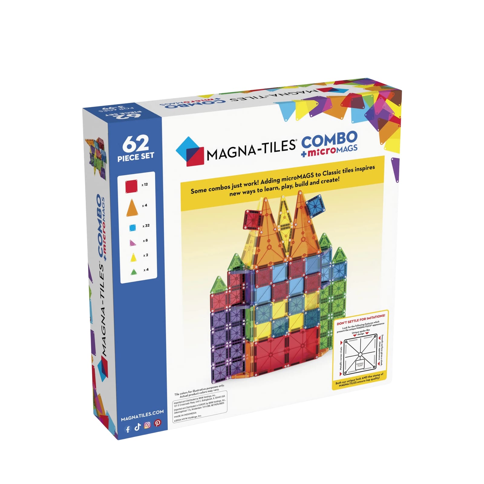 Combo Classic Tiles with microMAGS - 62 Piece Combo Set