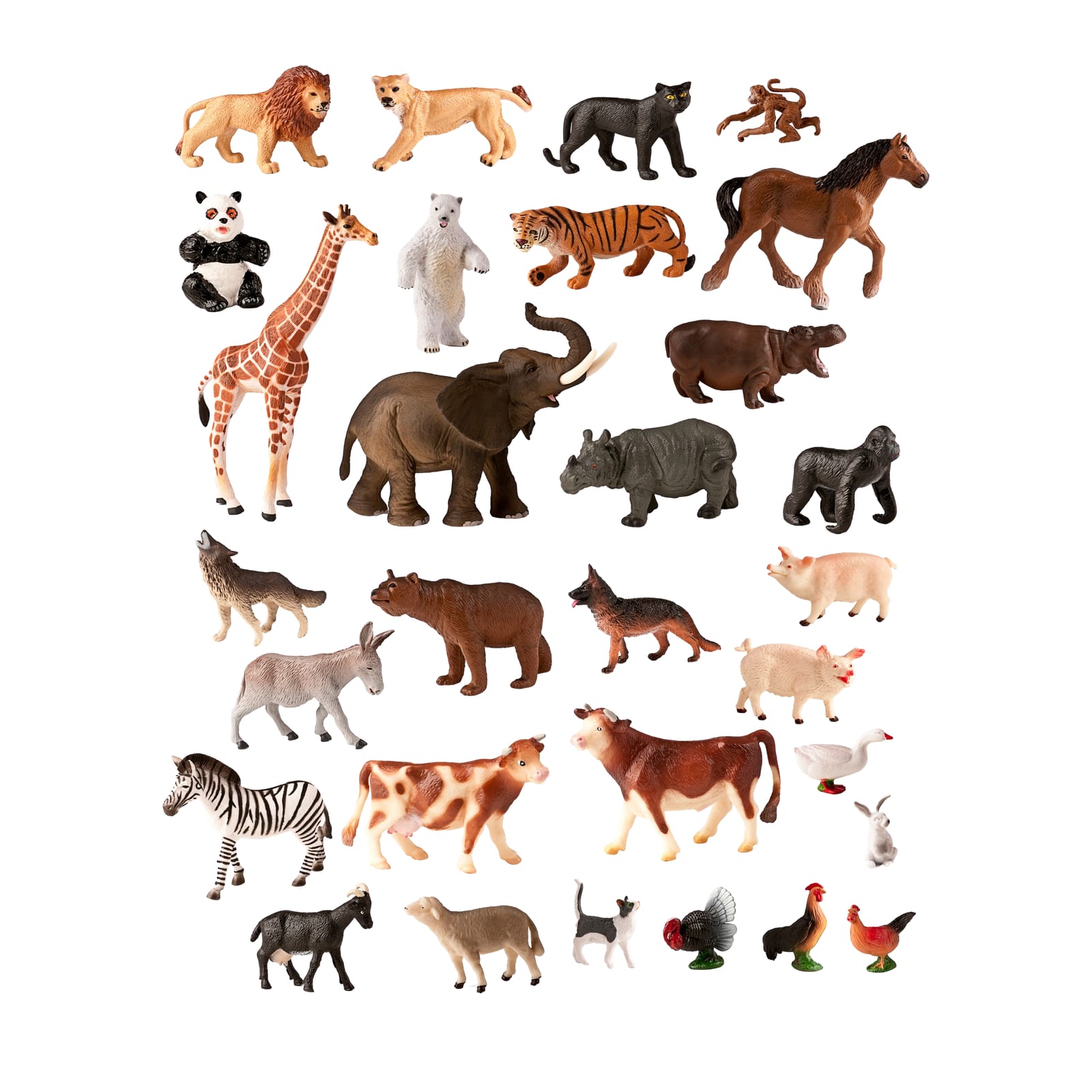 Wild and Farm Animals - 30 Pieces