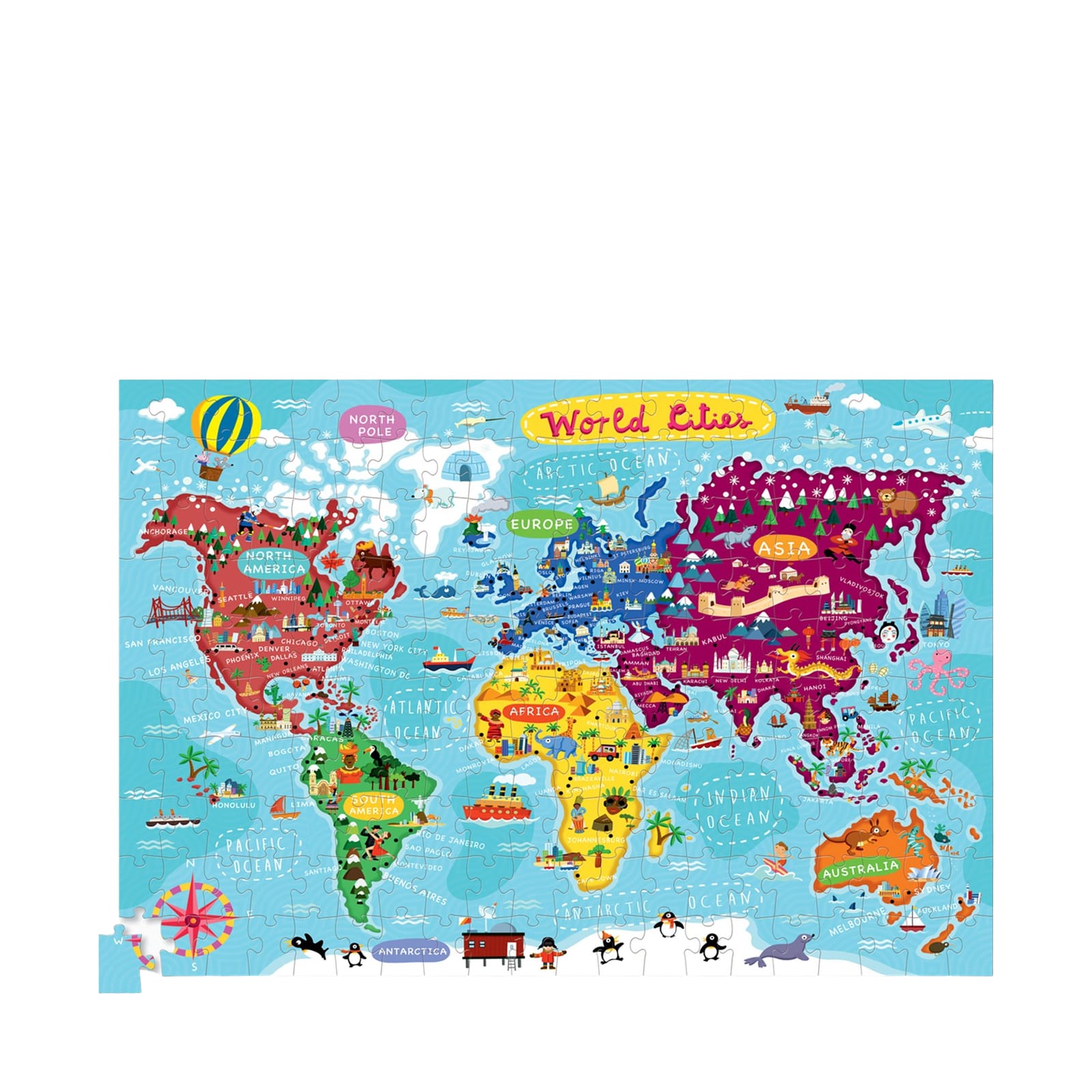 World Cities - 200 Piece Puzzle & Poster