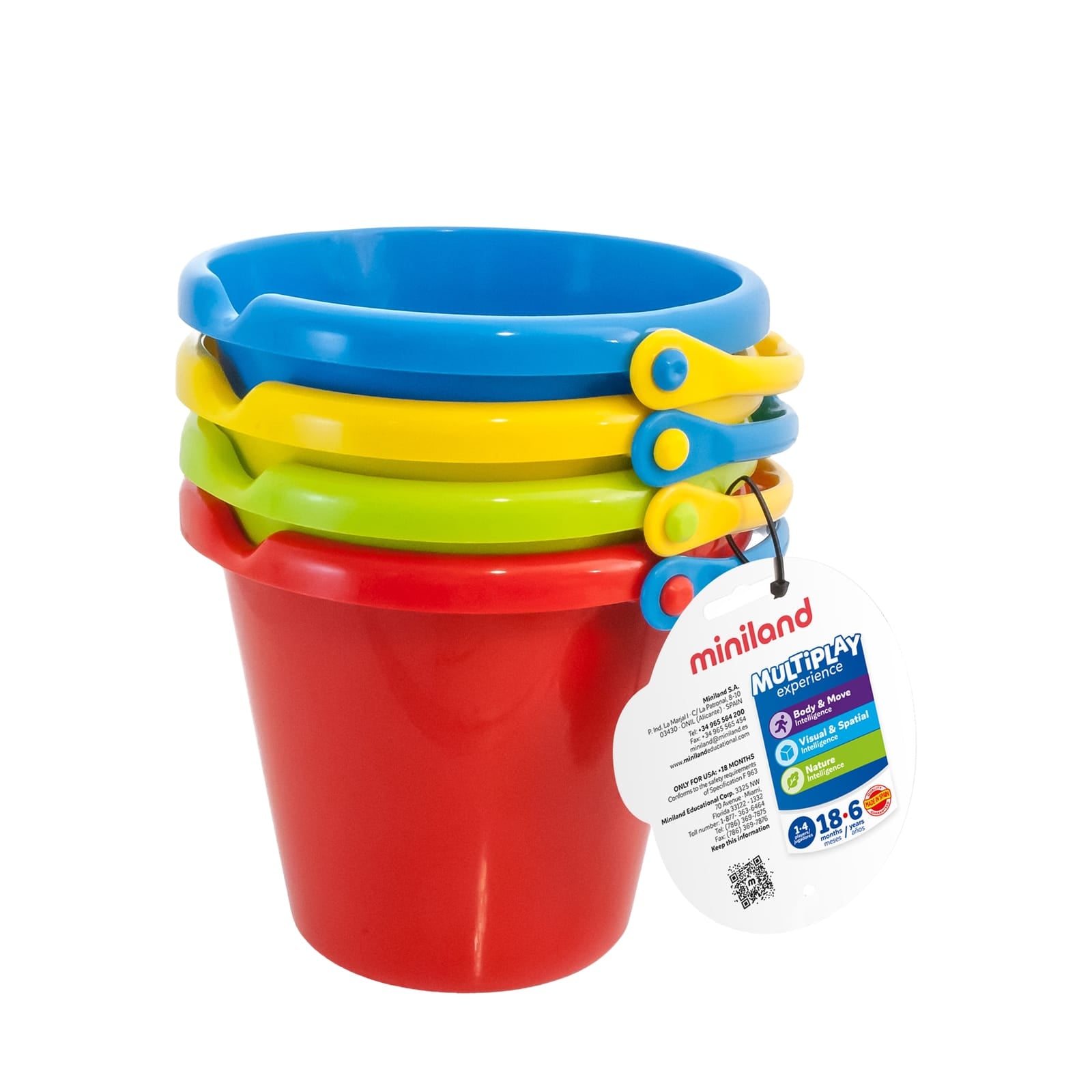 4 Coloured Buckets - 19cm