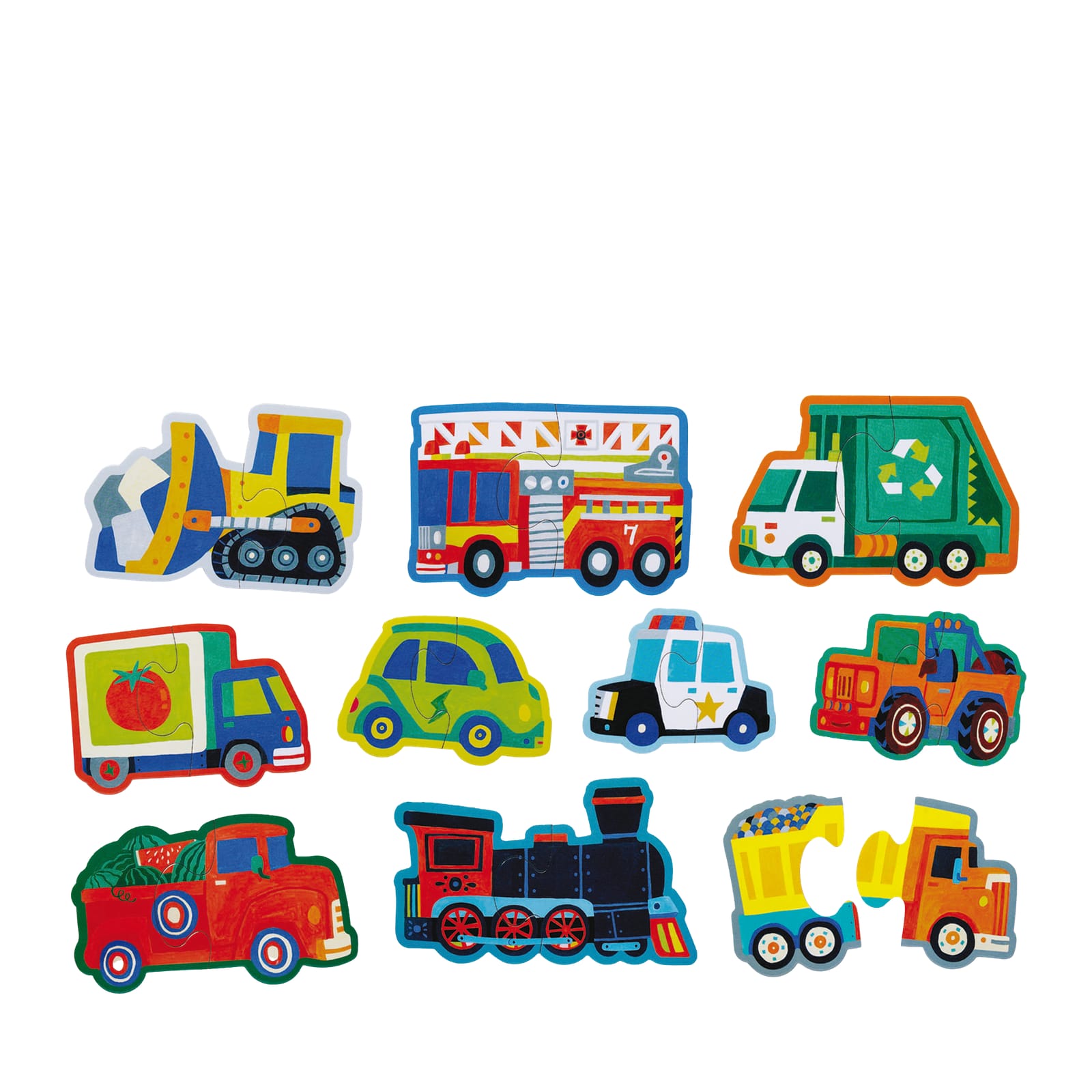 Vehicles - 10 x 2 Piece Puzzles