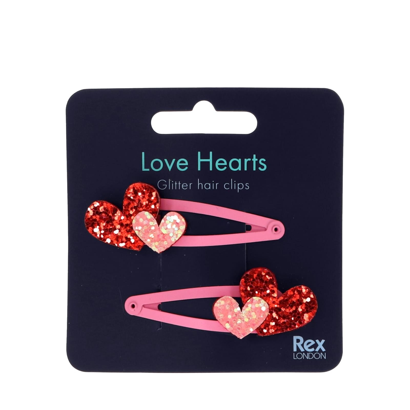 Glitter Hair Clips - Love Hearts
