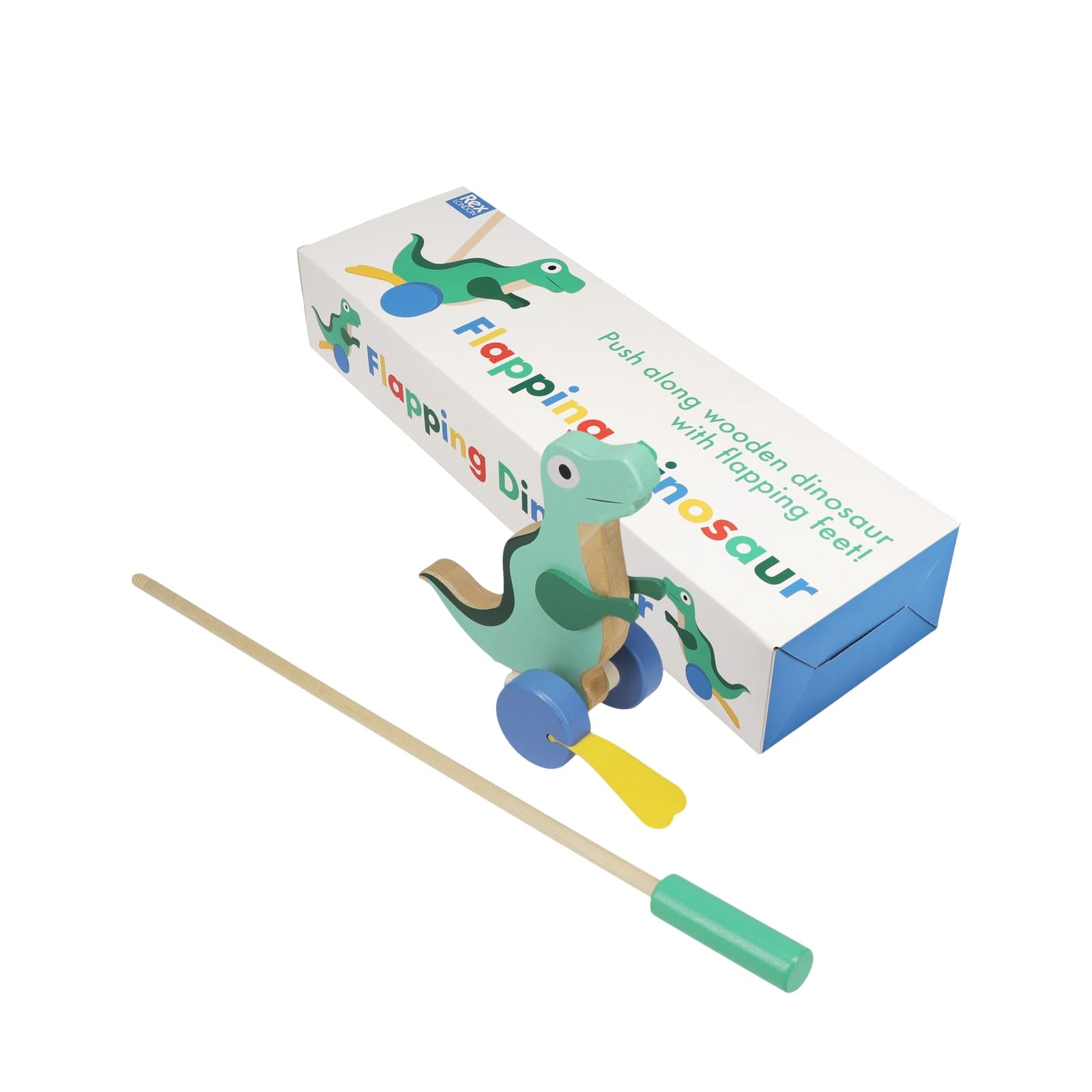 Wooden Push Along Walker Toy - Flapping Dinosaur