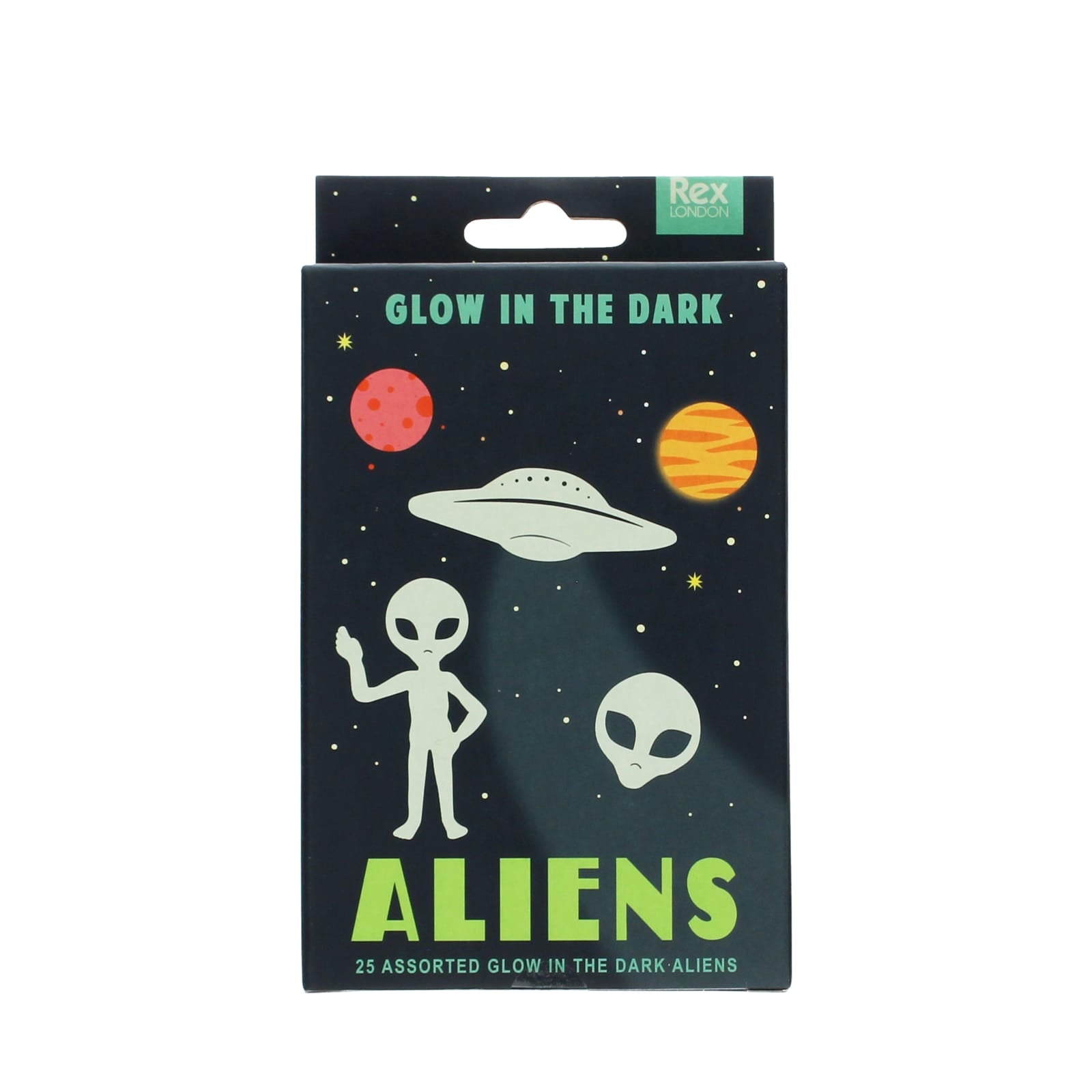 Glow In The Dark 25 Stick On Shapes - Aliens
