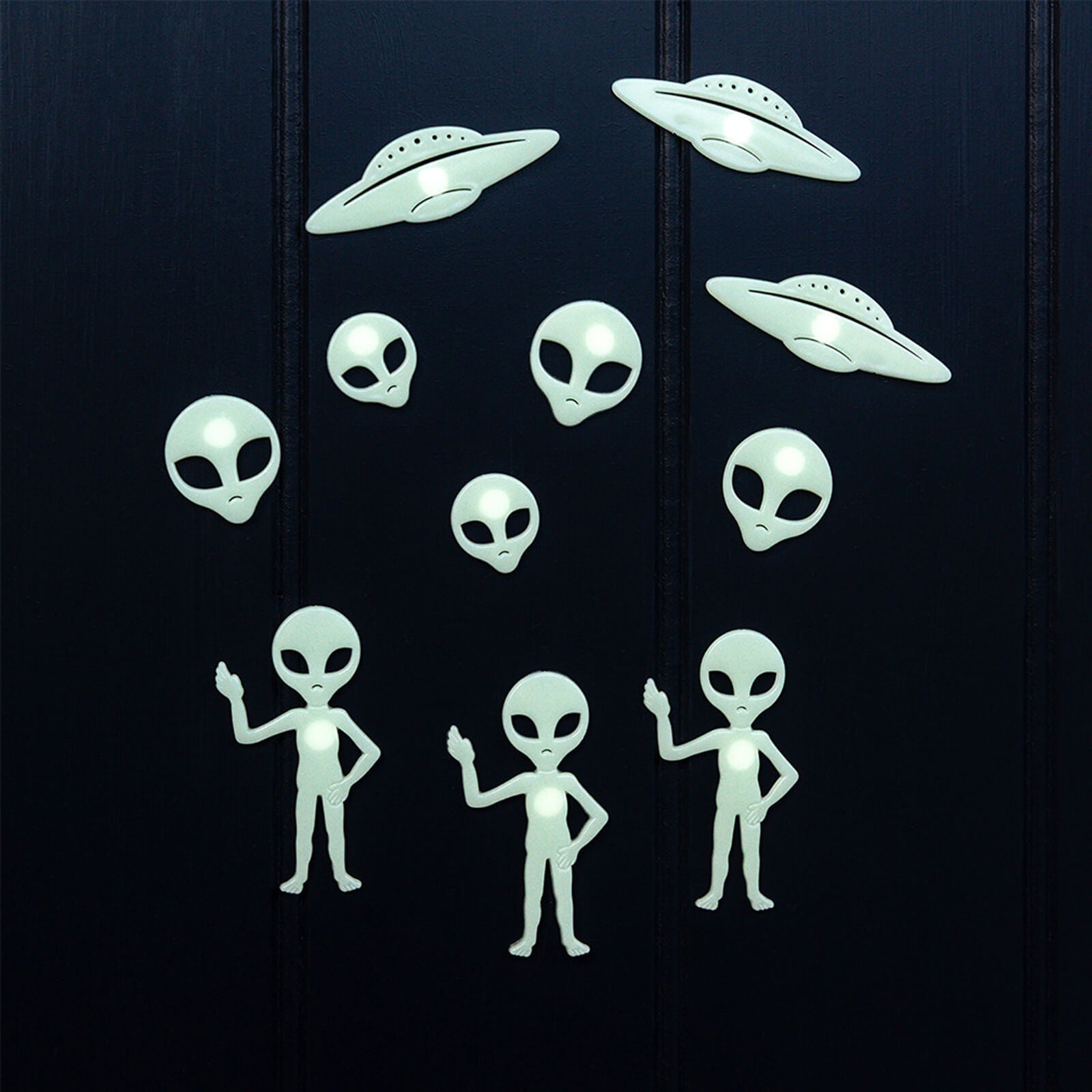 Glow In The Dark 25 Stick On Shapes - Aliens