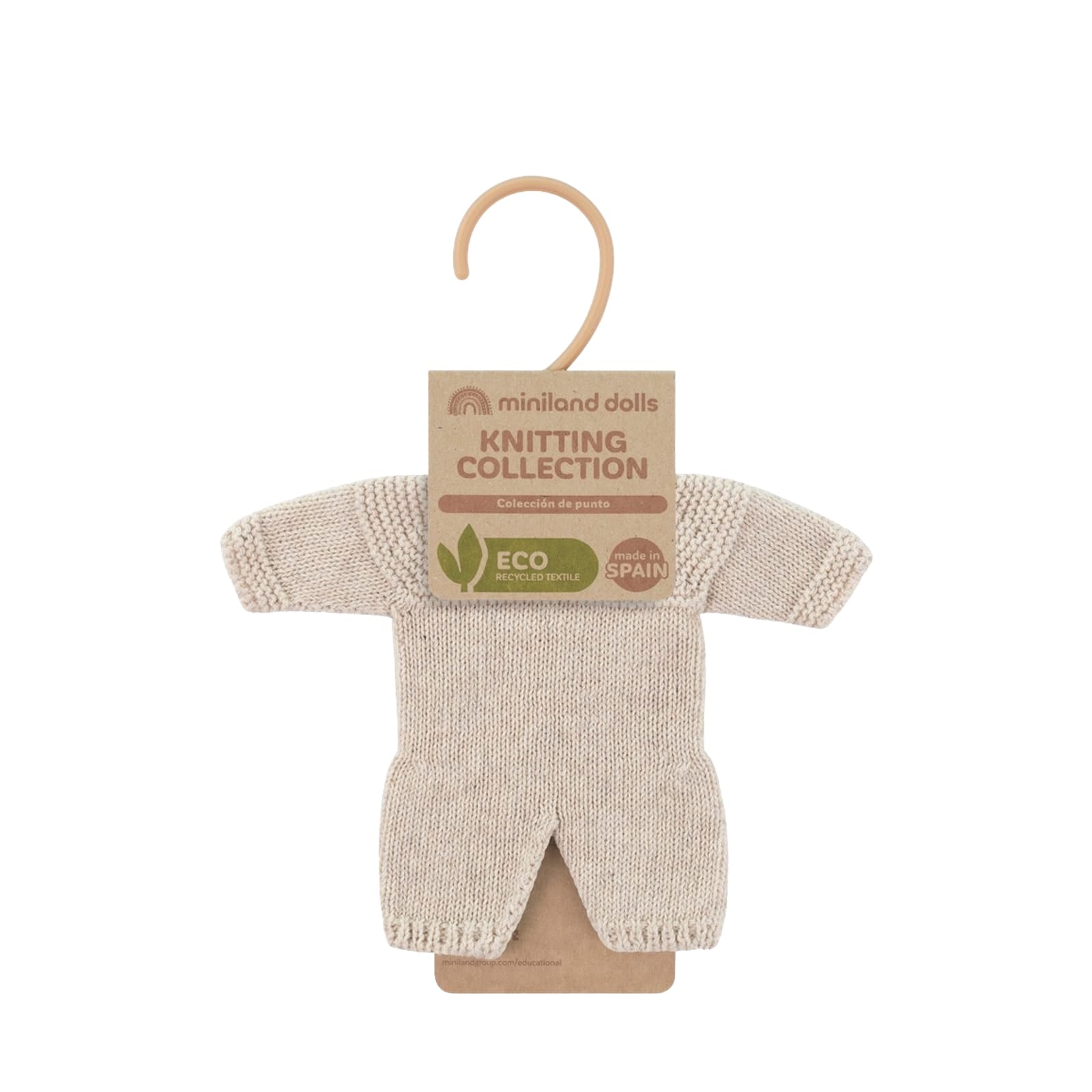 Knitted Doll Pyjamas Beige - 21cm