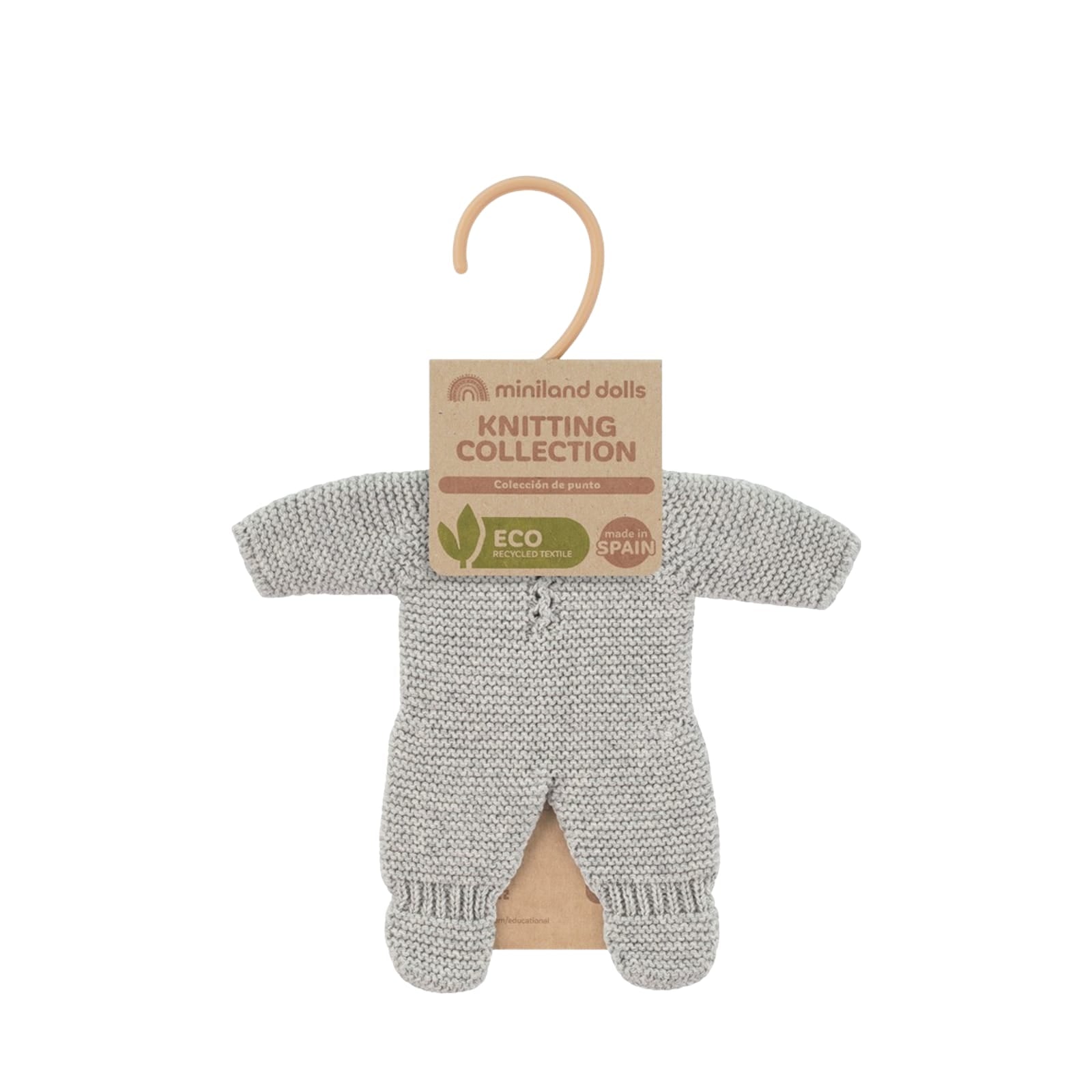 Knitted Doll Pyjamas Grey - 21cm