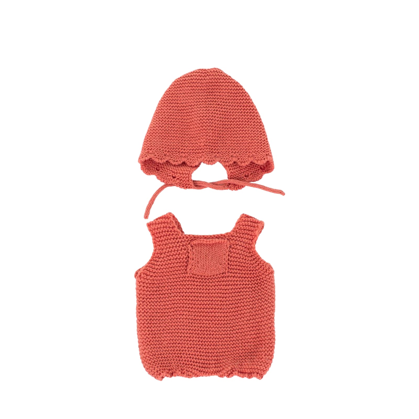 Knitted Doll Outfit Rust Romper and Hood - 32cm