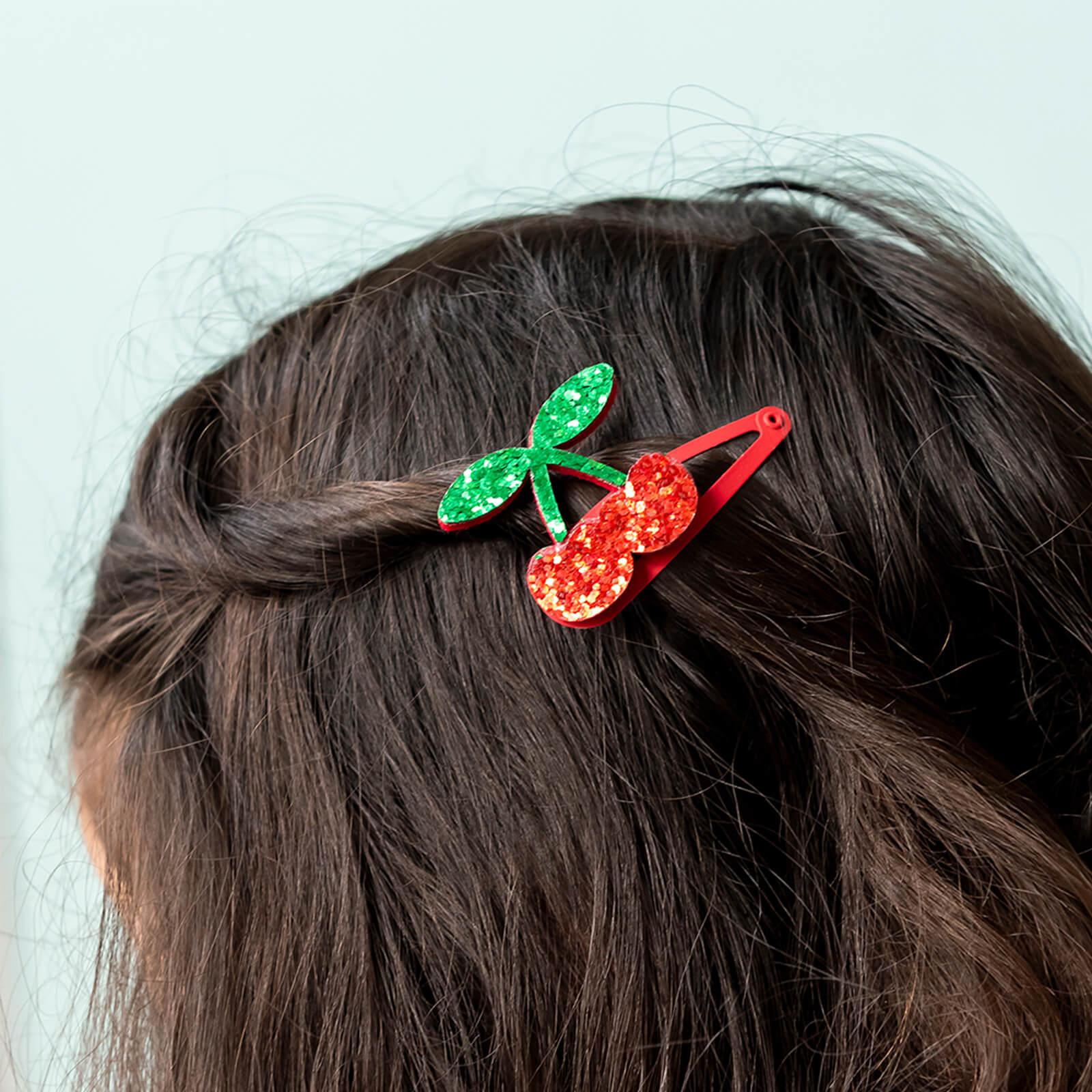 Glitter Hair Clips - Cherry