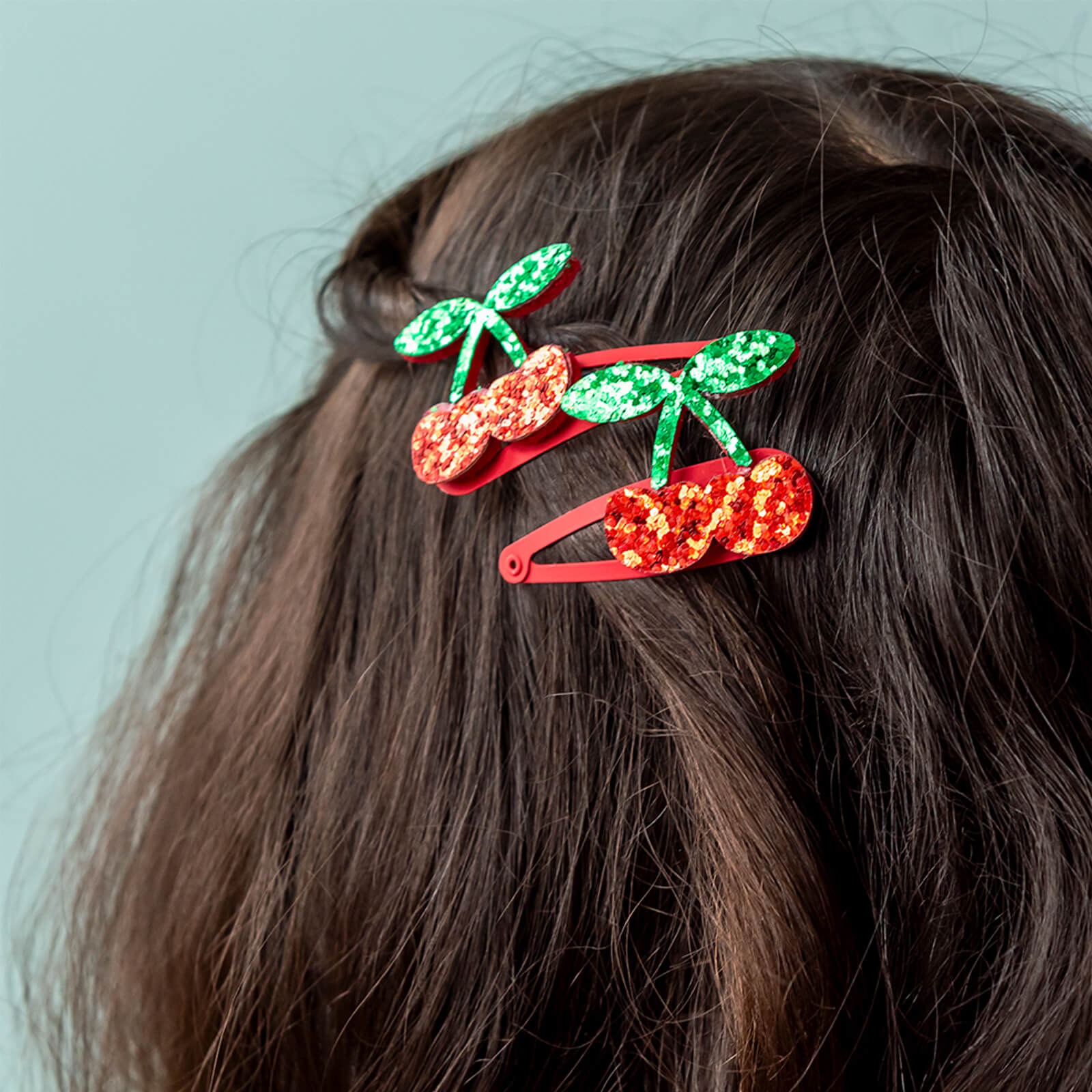 Glitter Hair Clips - Cherry