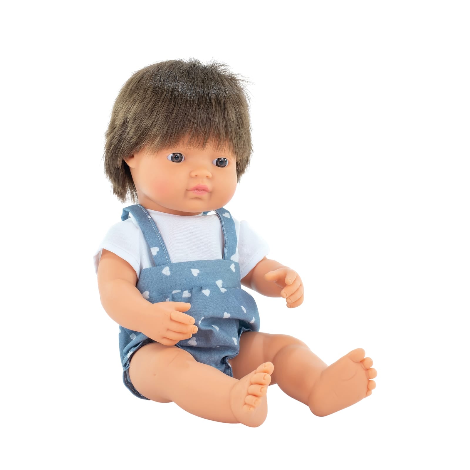 Brown Hair Boy Dressed Baby Doll - 38cm