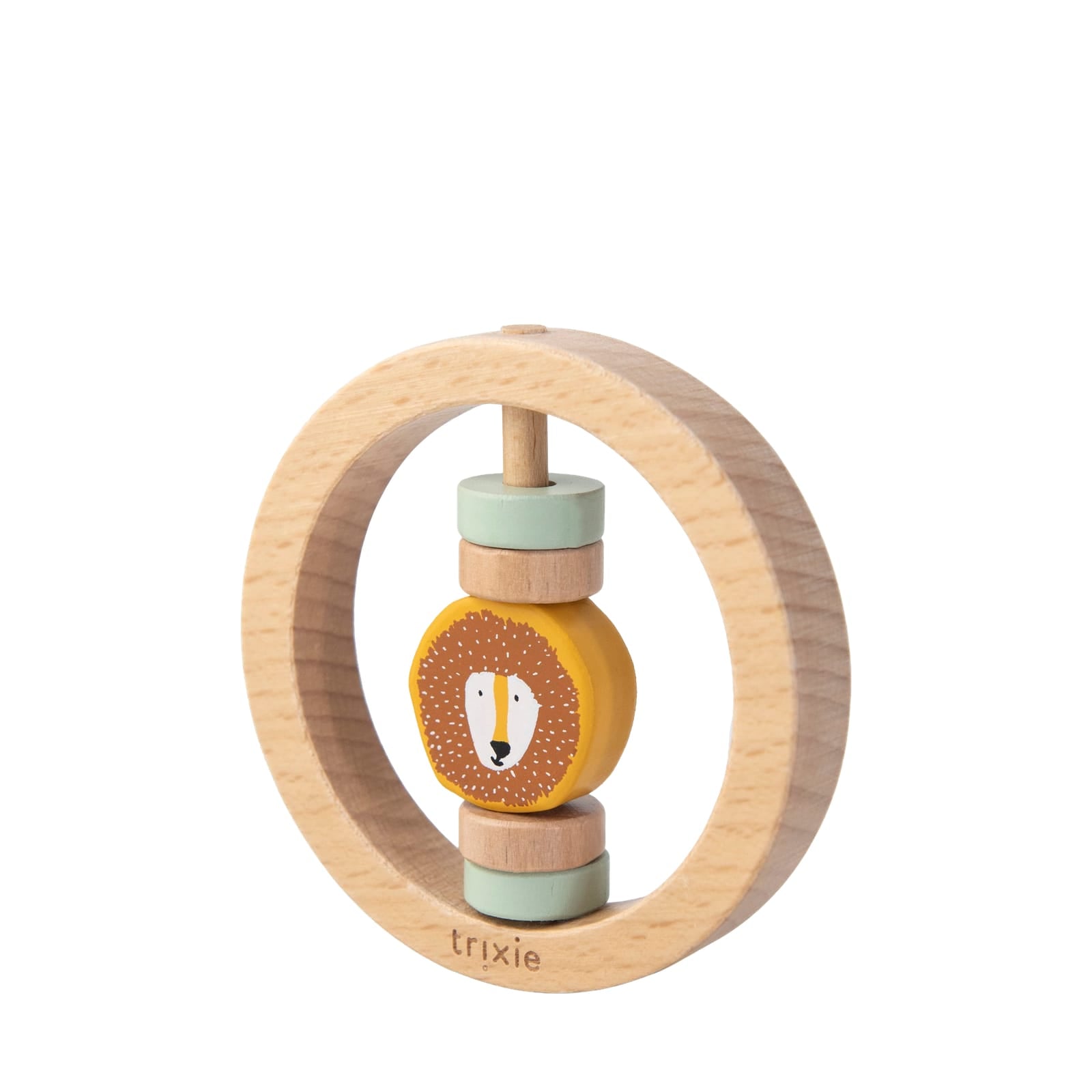 Wooden Round Rattle - Mr Lion