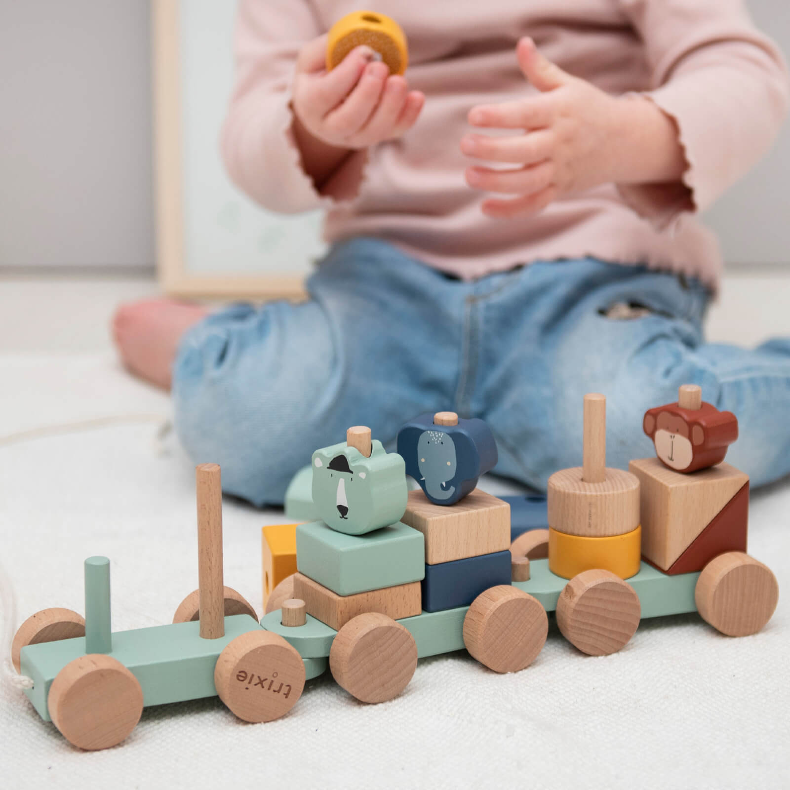 Wooden Animal Stacking Train