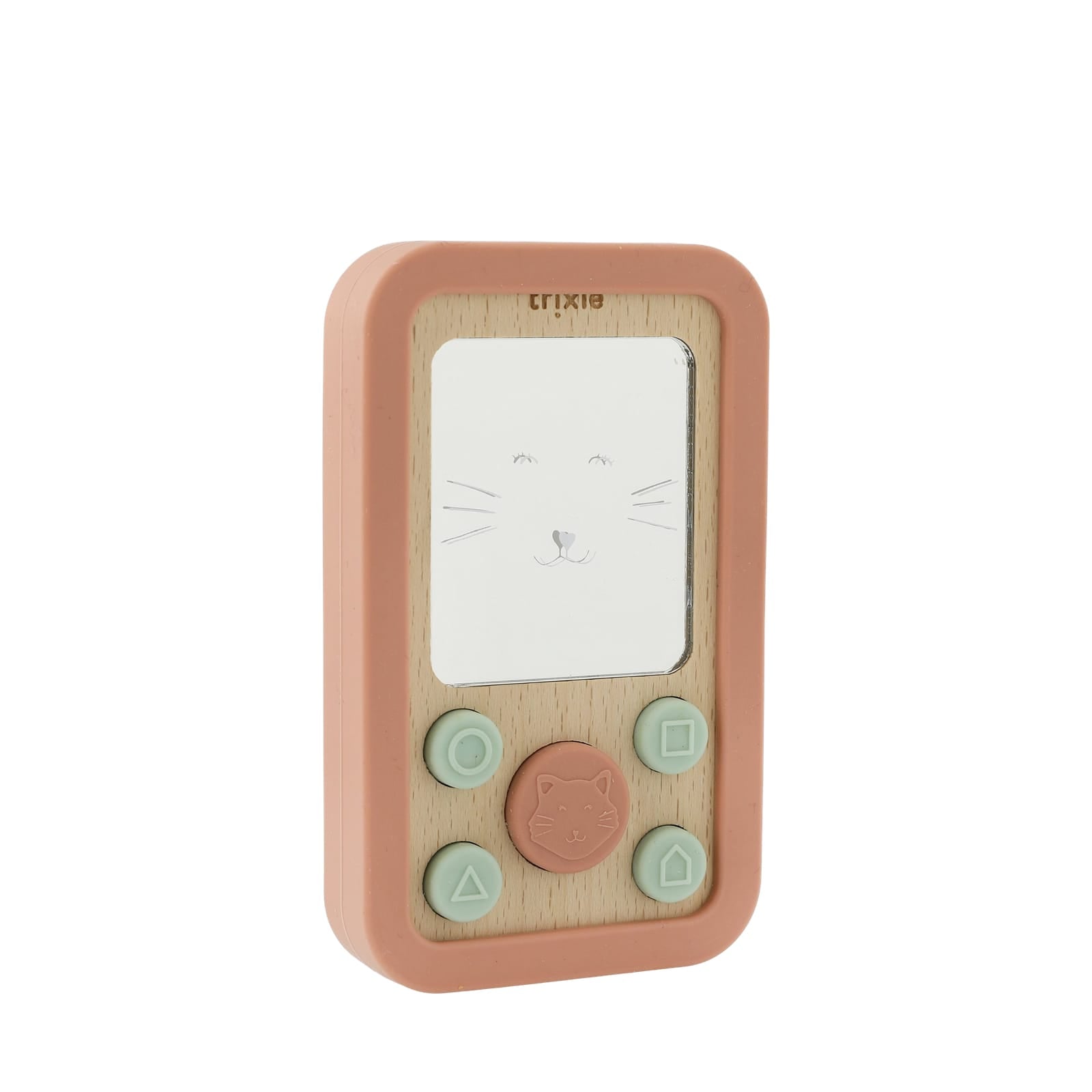 Wooden Silicone Baby Phone - Mrs Cat