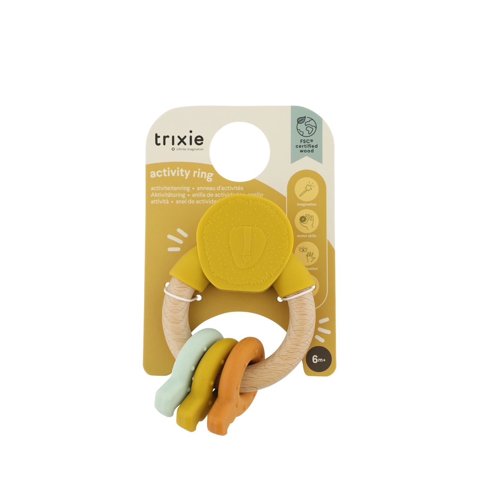 Wooden Silicone Activity Ring - Mr Lion