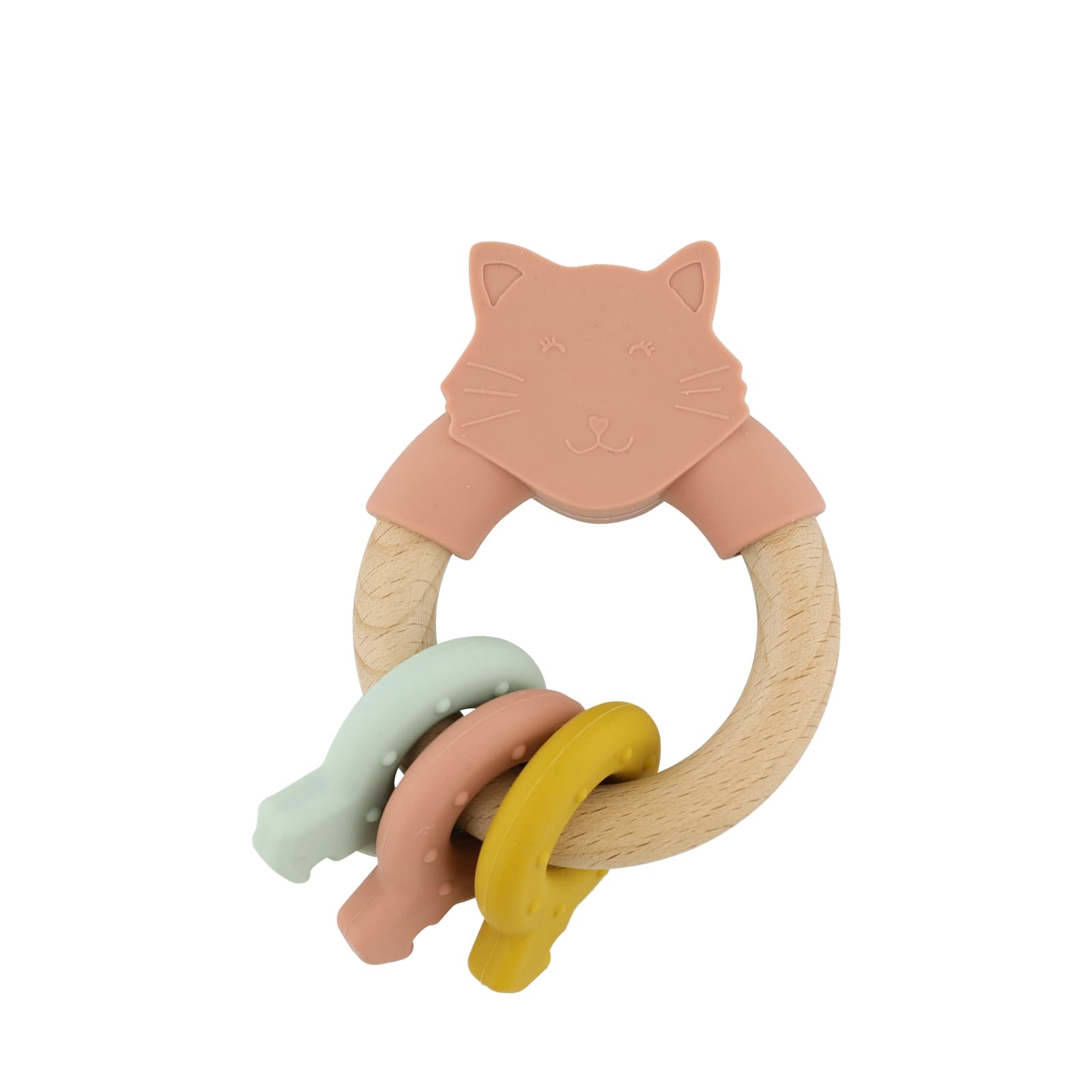 Wooden Silicone Activity Ring - Mrs Cat