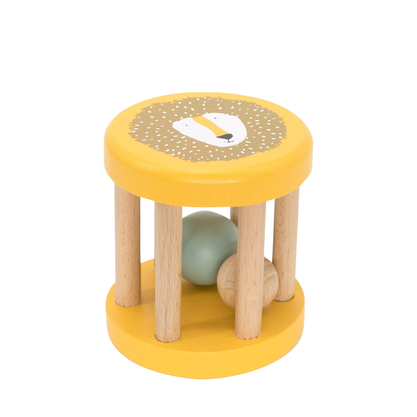 Wooden Rolling Rattle - Mr Lion