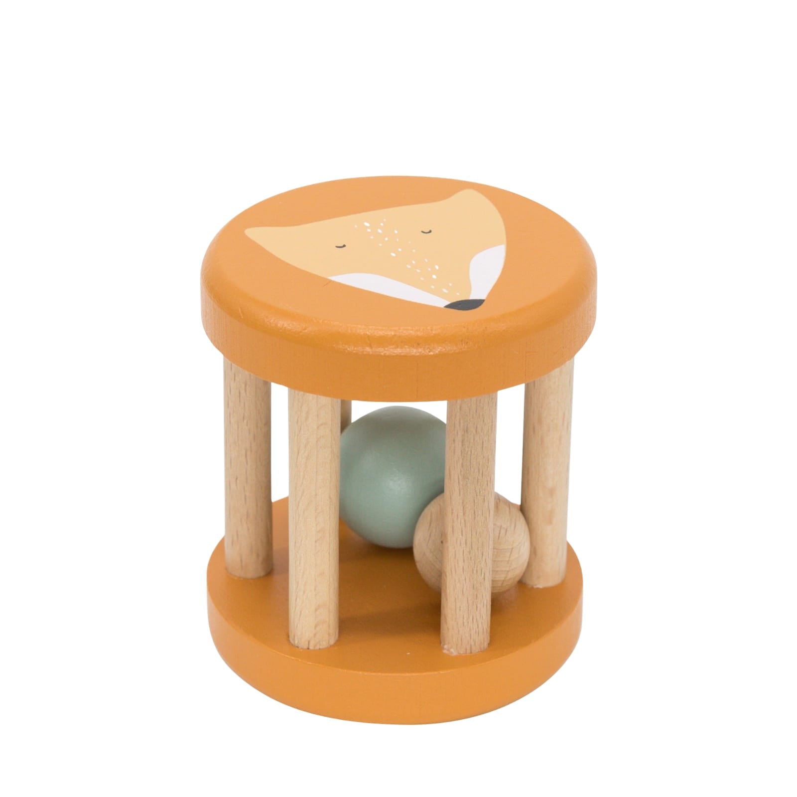 Wooden Rolling Rattle - Mr Fox