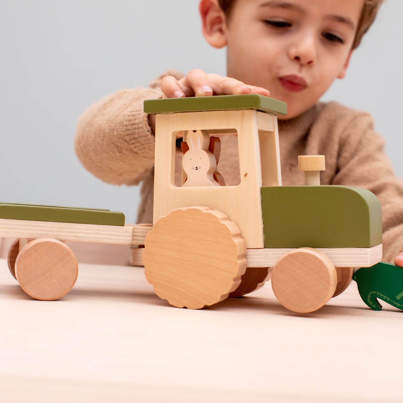 Wooden Tractor With Trailer