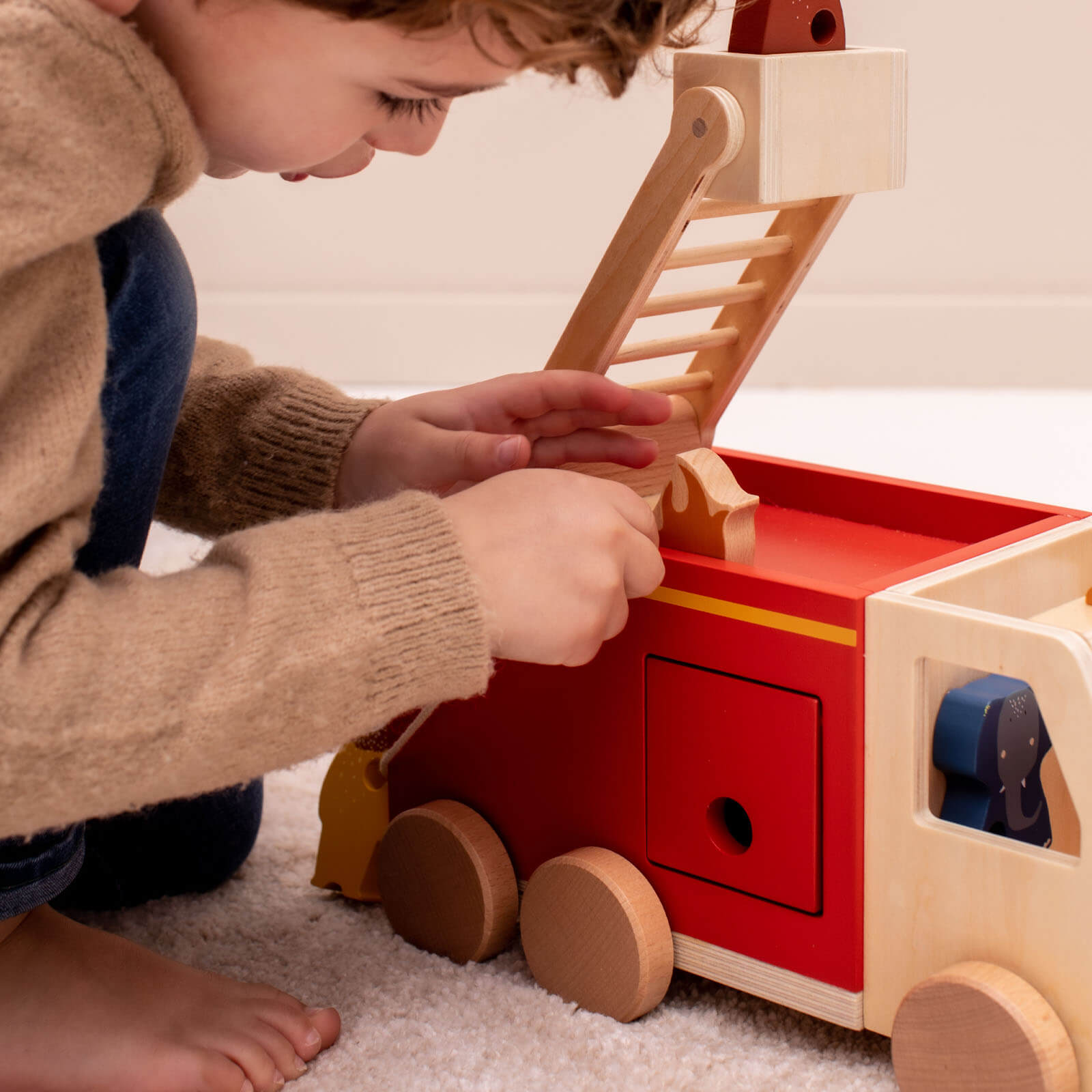 Wooden Fire Truck and Animals