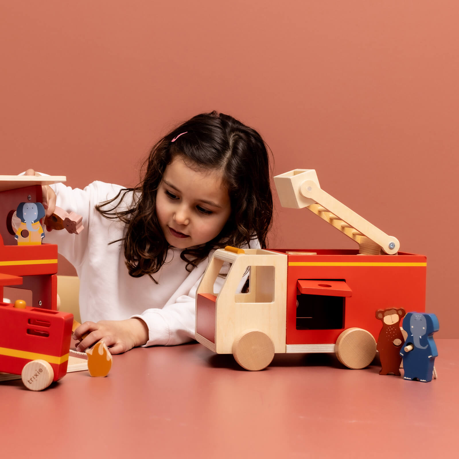 Wooden Fire Truck and Animals