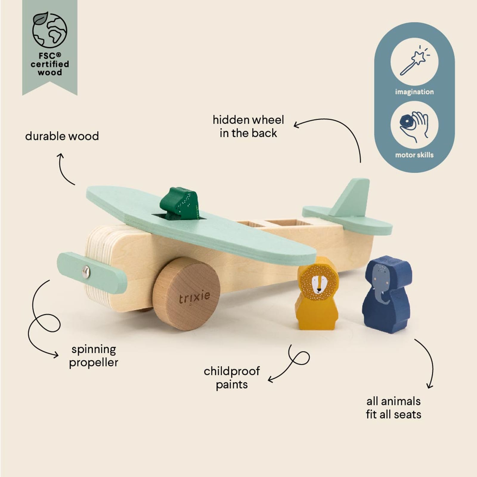 Wooden Animal Airplane