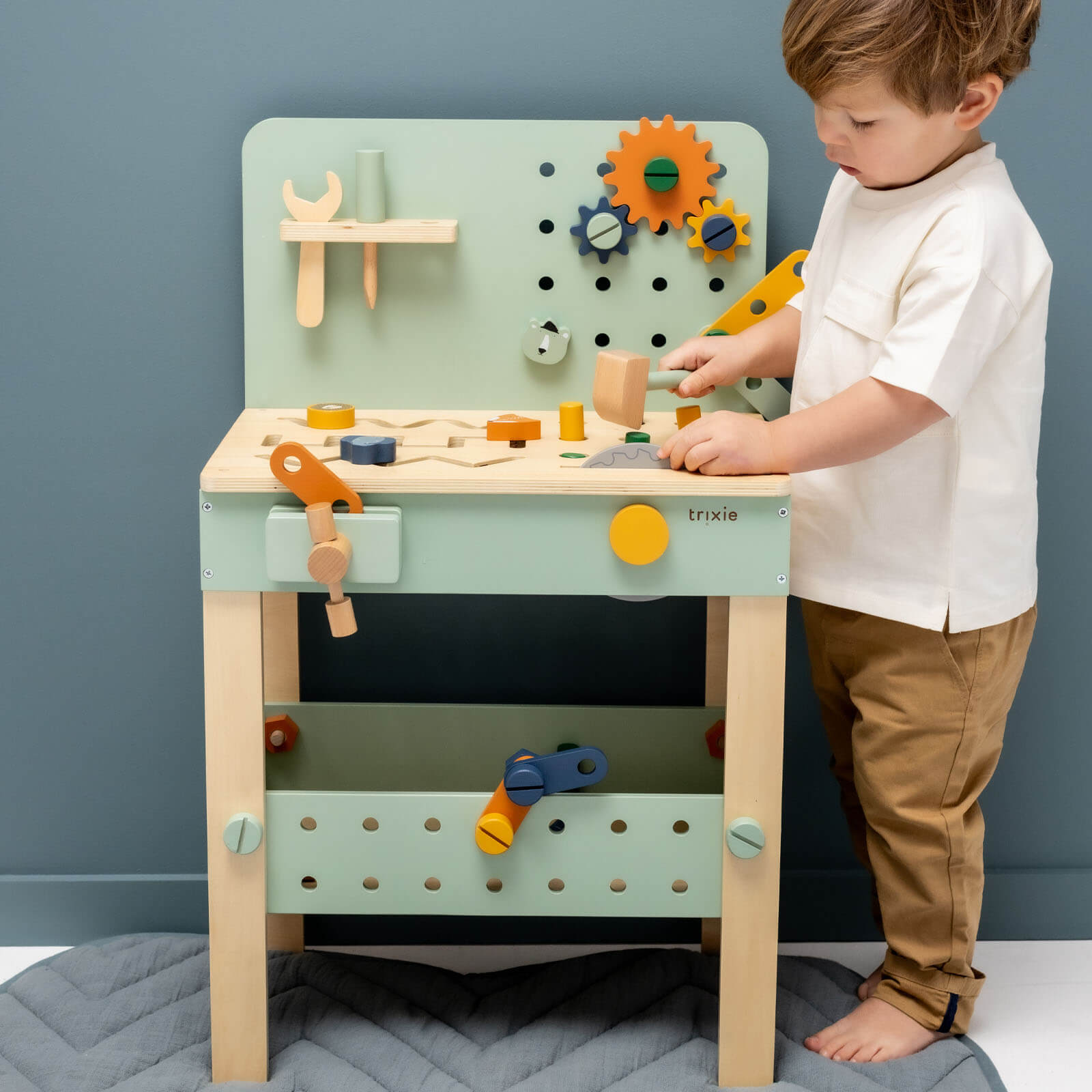 Wooden Work Bench and Tools