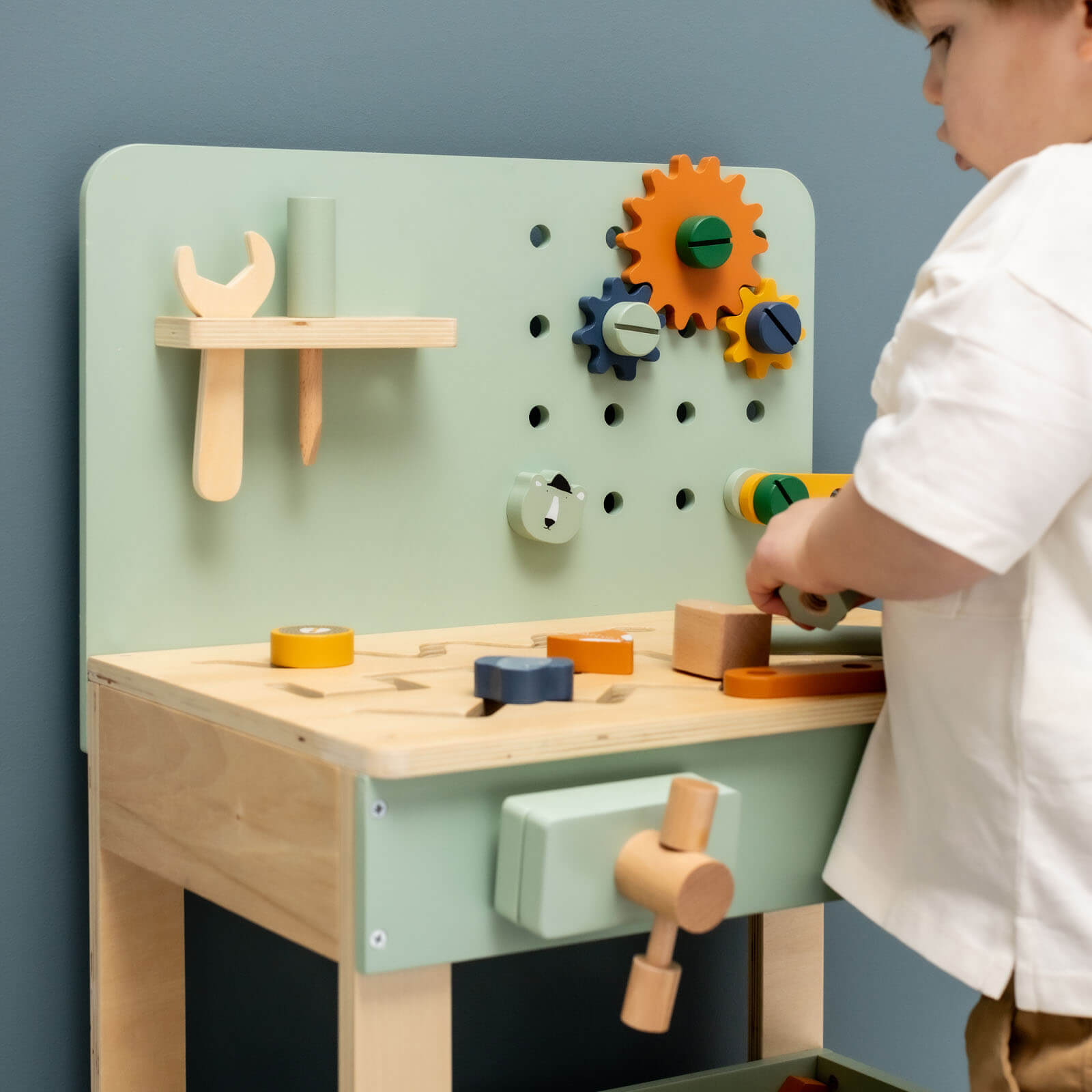 Wooden Work Bench and Tools