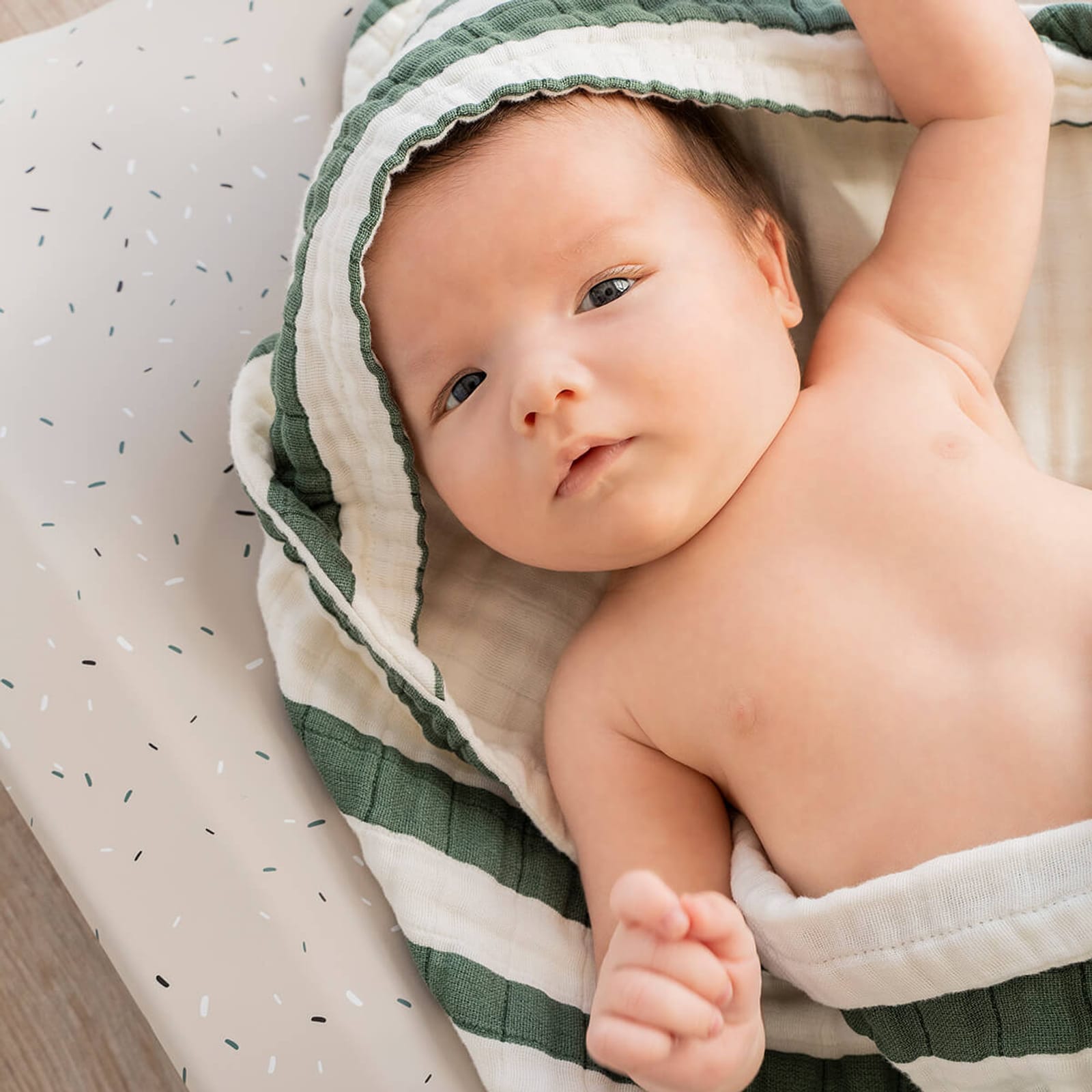 Hooded Towel - Stripes Green