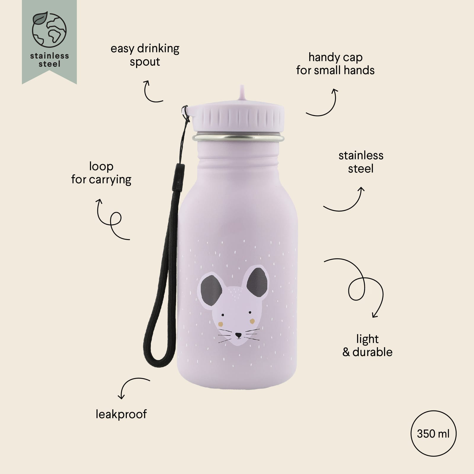 Water Bottle 350ml - Mrs Mouse