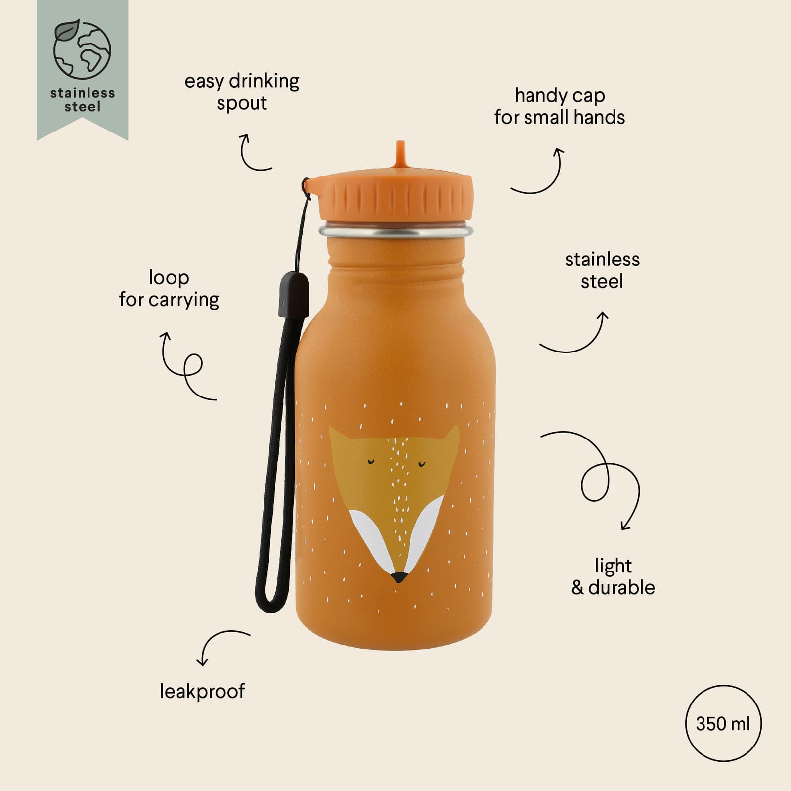 Water Bottle 350ml - Mr Fox