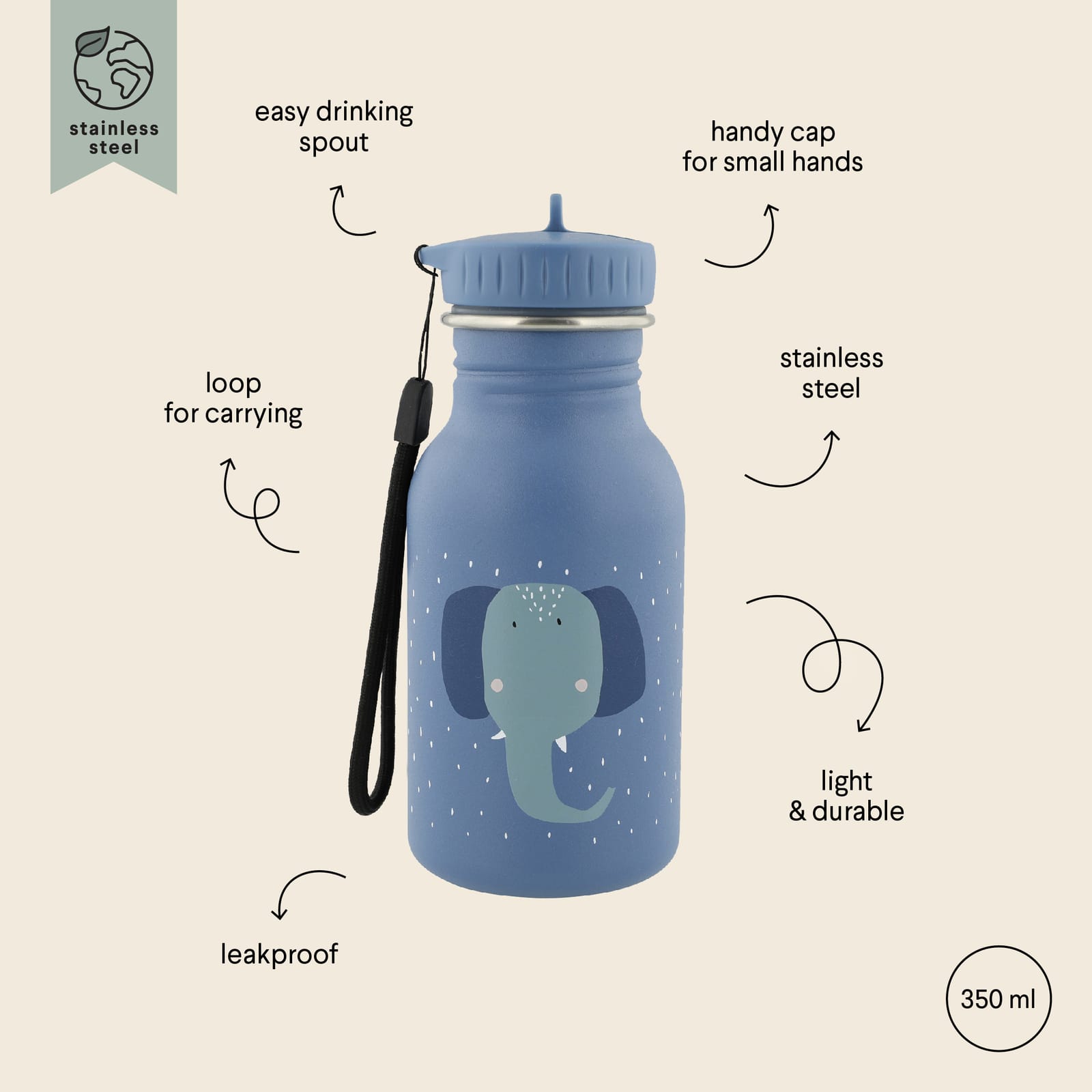 Water Bottle 350ml - Mrs Elephant