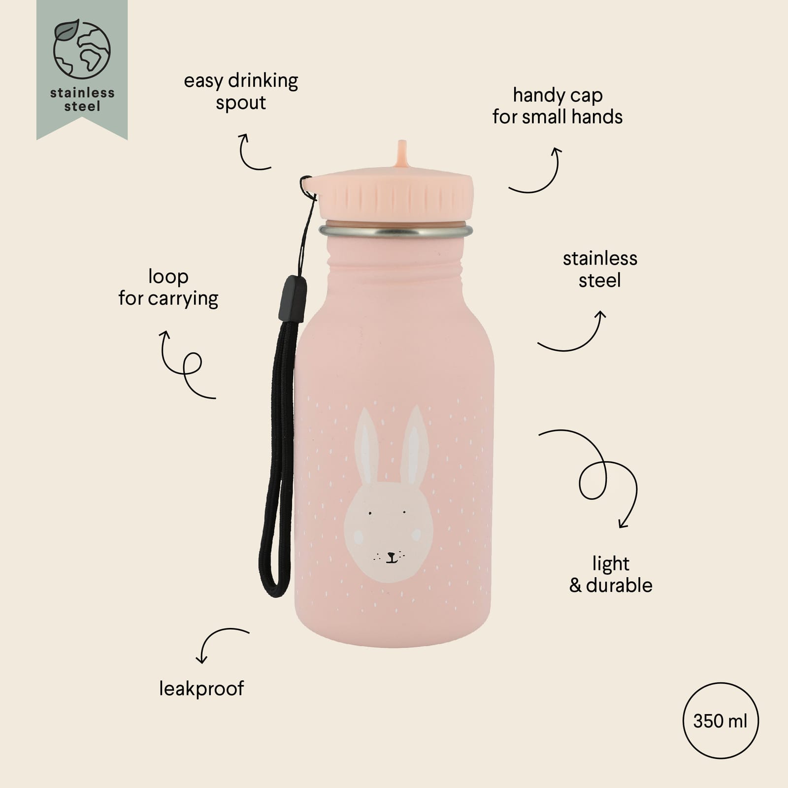 Water Bottle 350ml - Mrs Rabbit