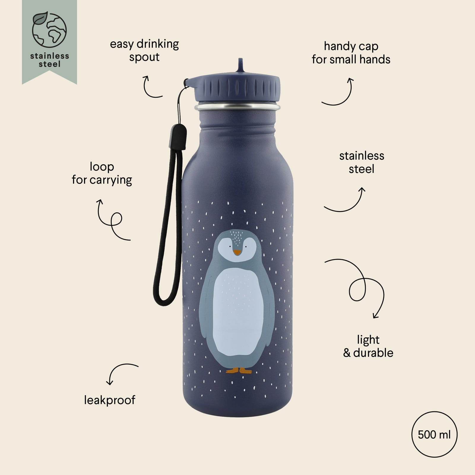 Water Bottle 500ml - Mr Penguin