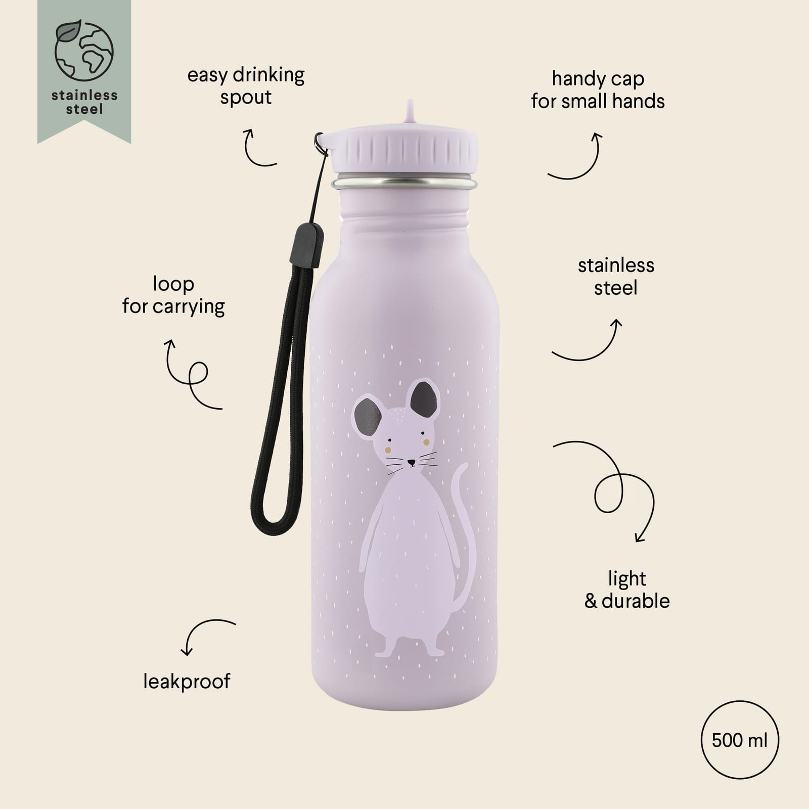 Water Bottle 500ml - Mrs Mouse