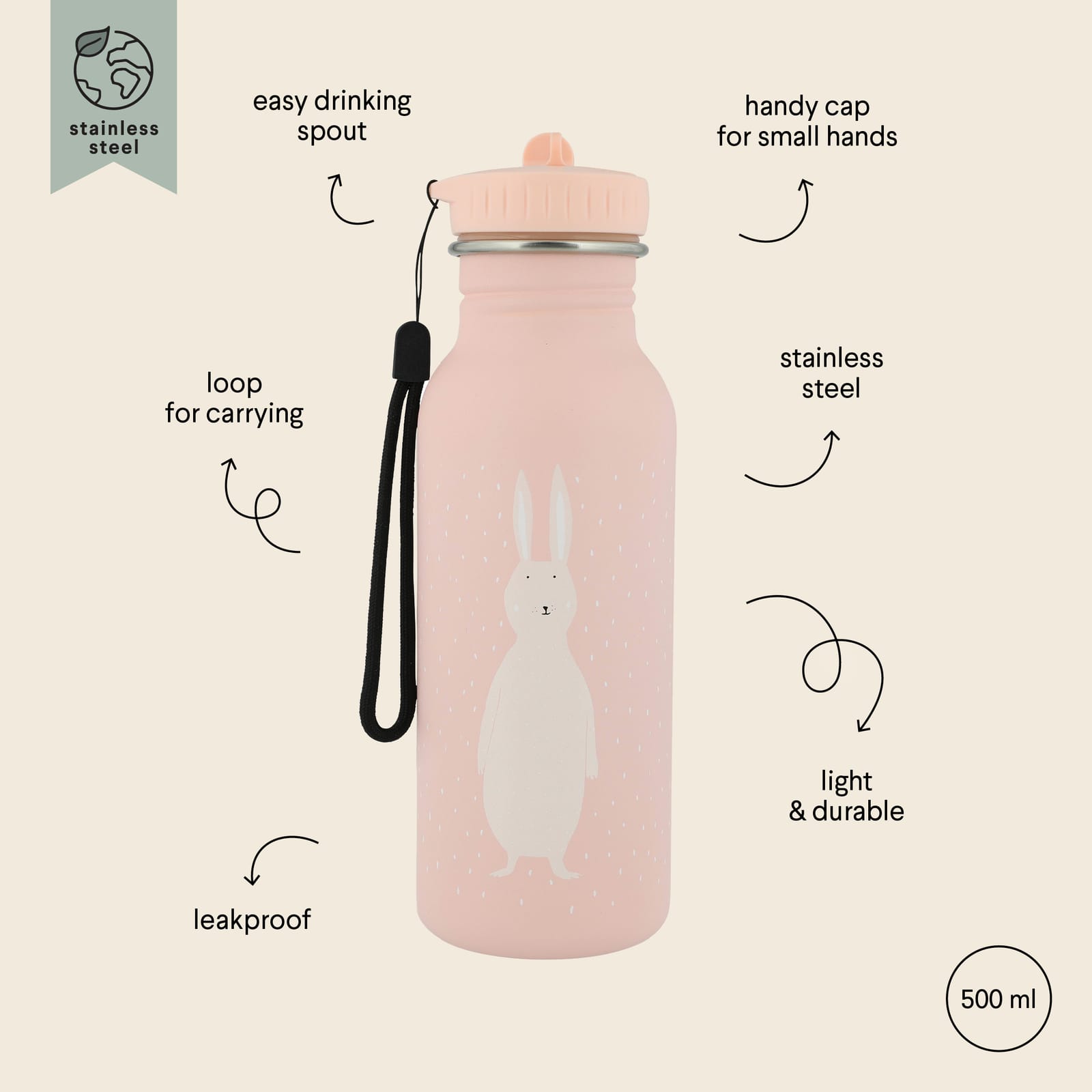 Water Bottle 500ml - Mrs Rabbit