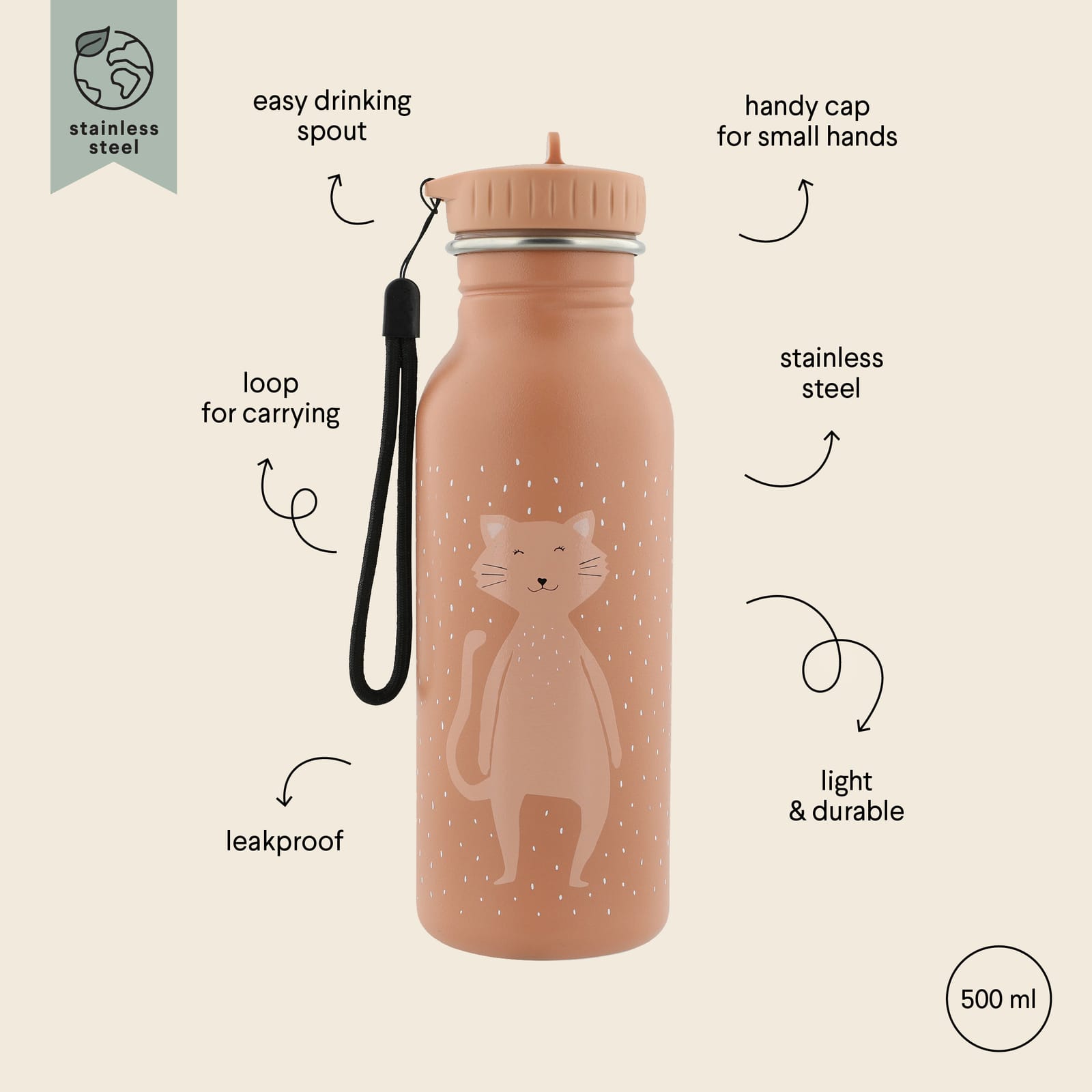 Water Bottle 500ml - Mrs Cat