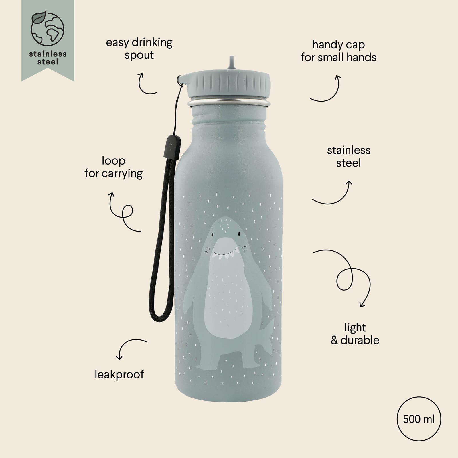 Water Bottle 500ml - Mr Shark