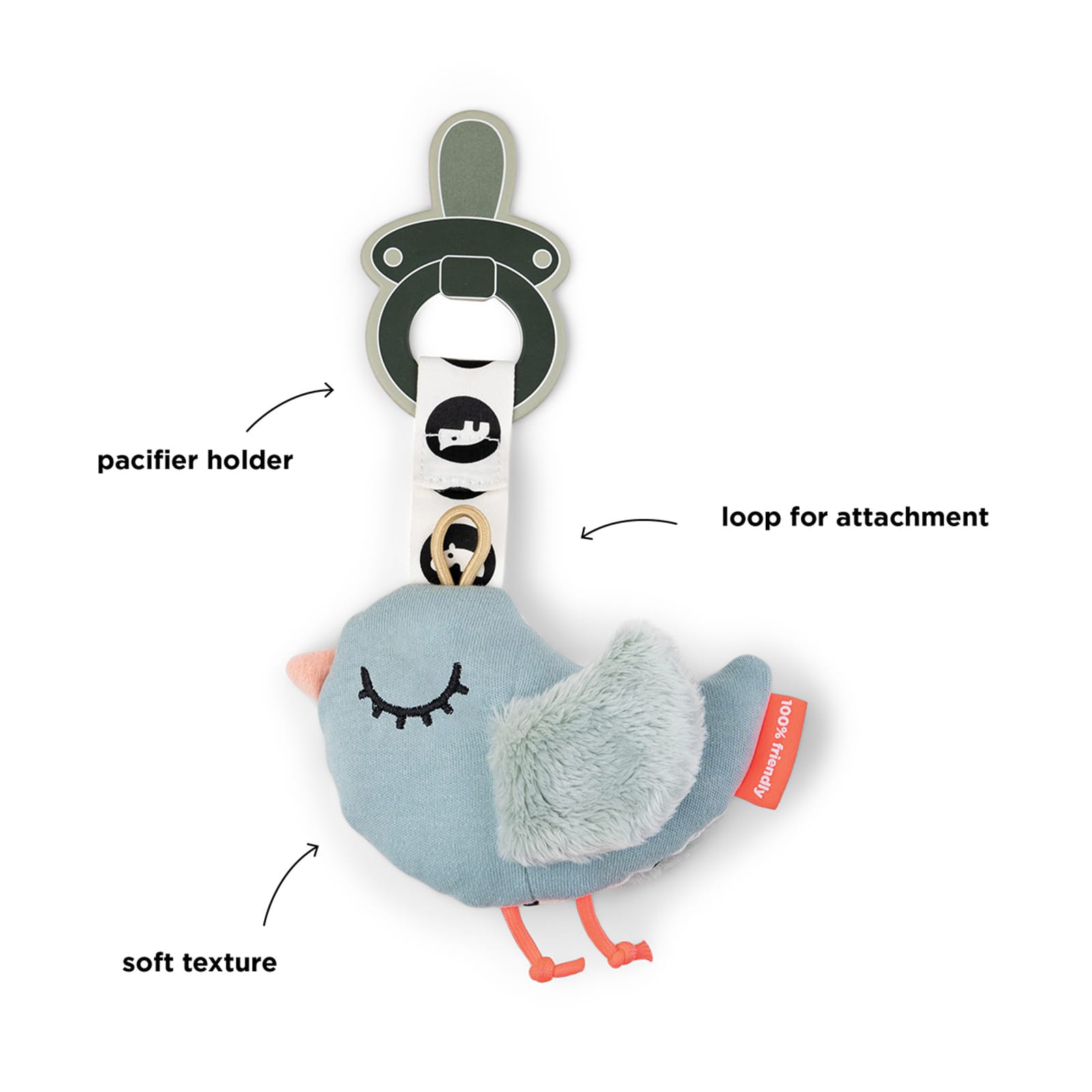 Pacifier Cozy Keeper - Birdee Blue