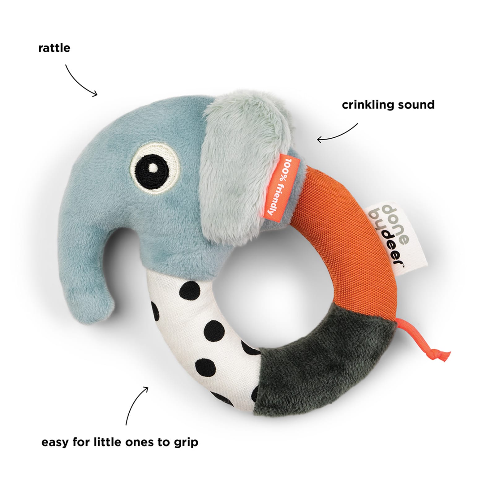 Sensory Ring Rattle - Elphee Blue