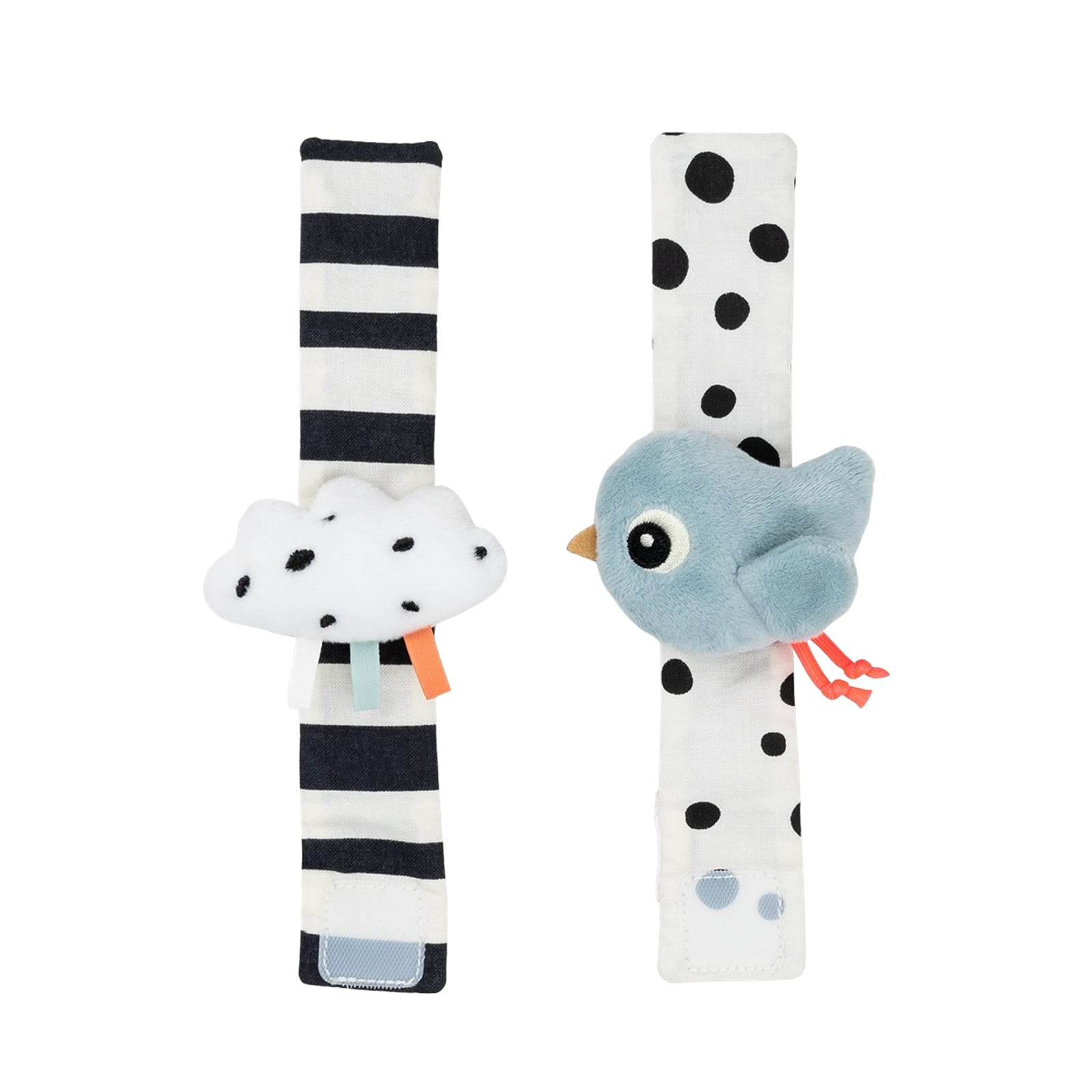 Wrist Rattle Set 2 Pack - Happy Clouds Blue